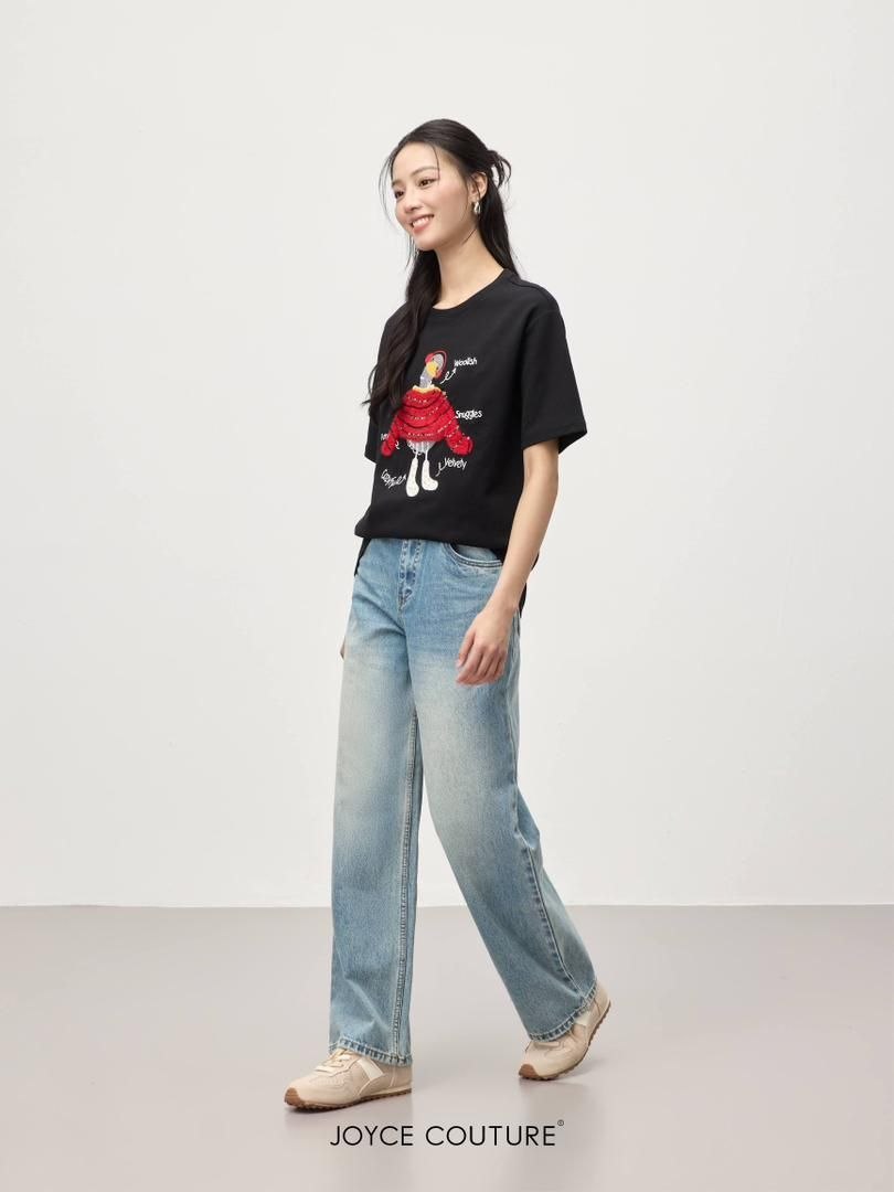 宽松绣鸭上衣 T0064