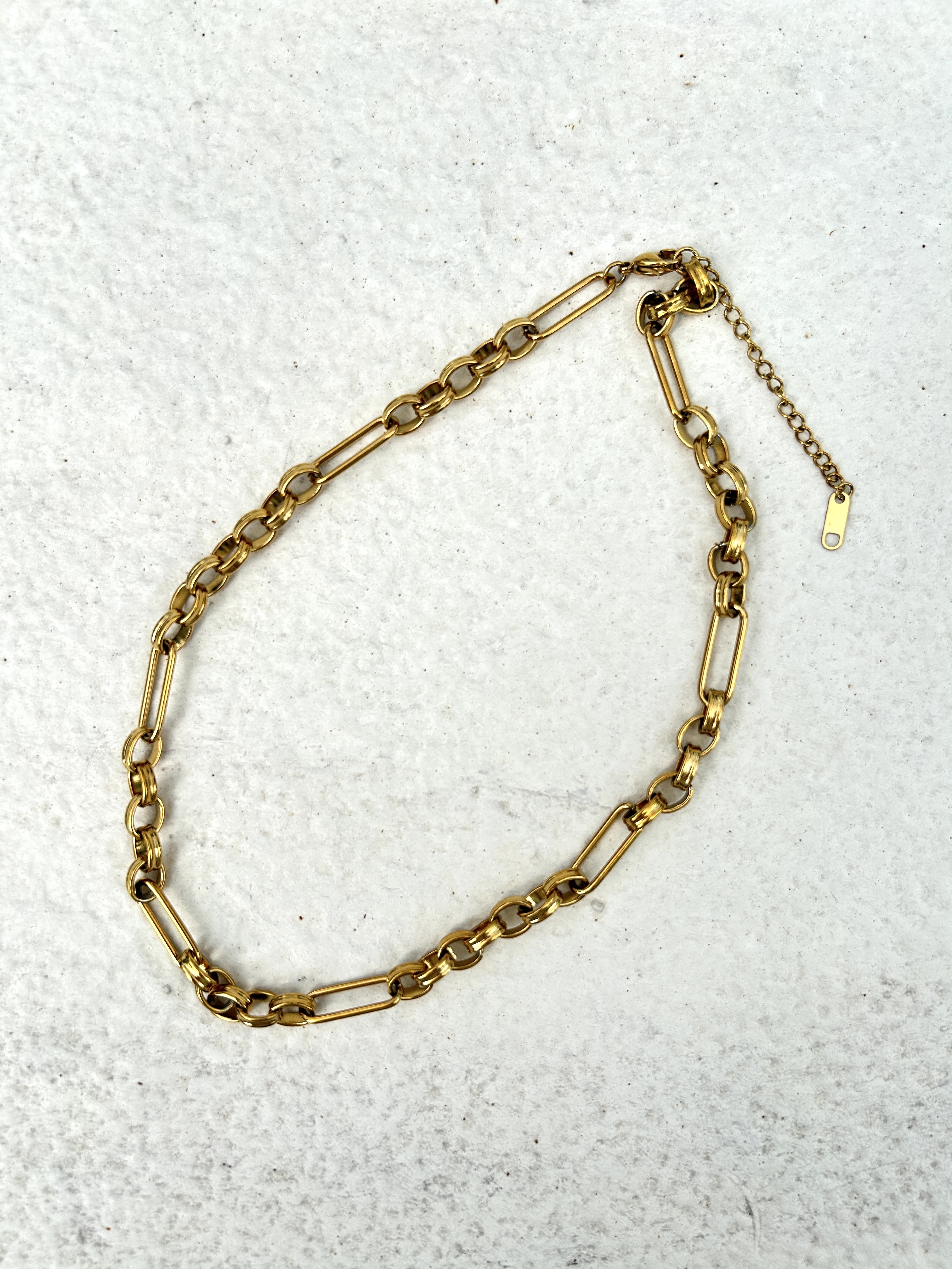Gold link & loop stainless necklace