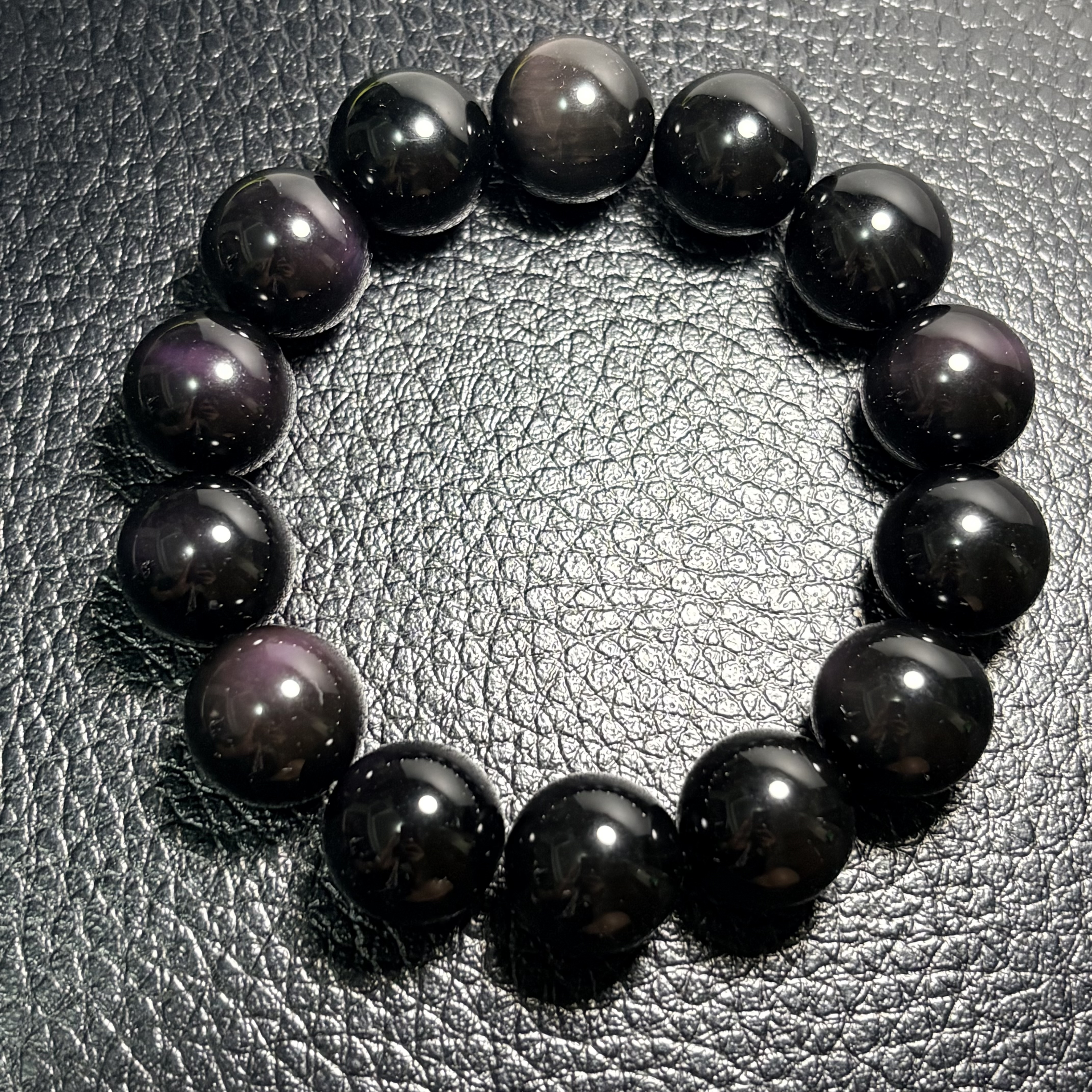 16mm雙彩彩曜石手串（紫紅）No.4487丨規格:16mm珠/ 18cm內圈