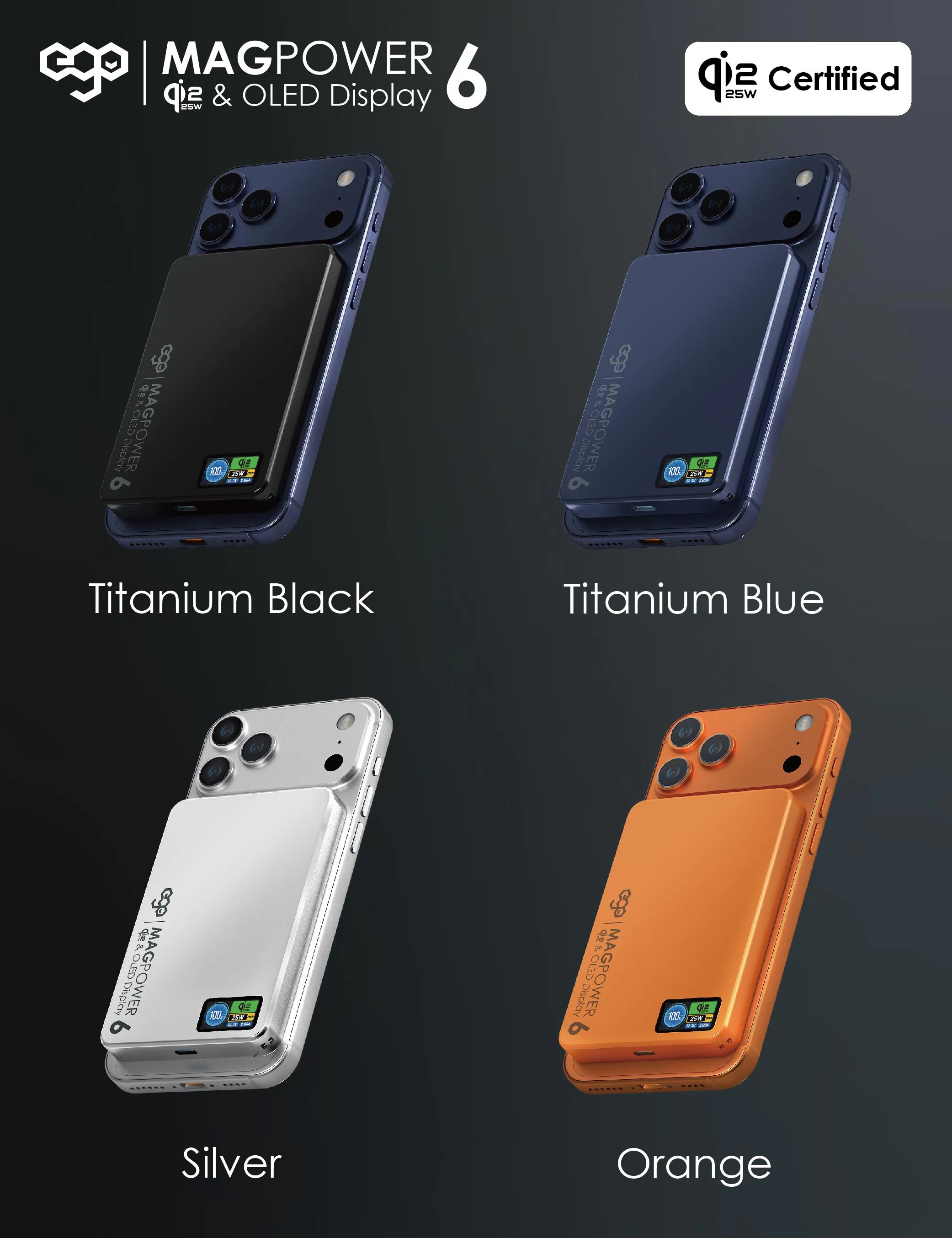 香港行貨 一年保養 EGO MagPower 6 @ QI2.2 10000mAh 外置電 EGO MagPower 6 @ QI2.2 10000mAh External Battery M17Air-Orange