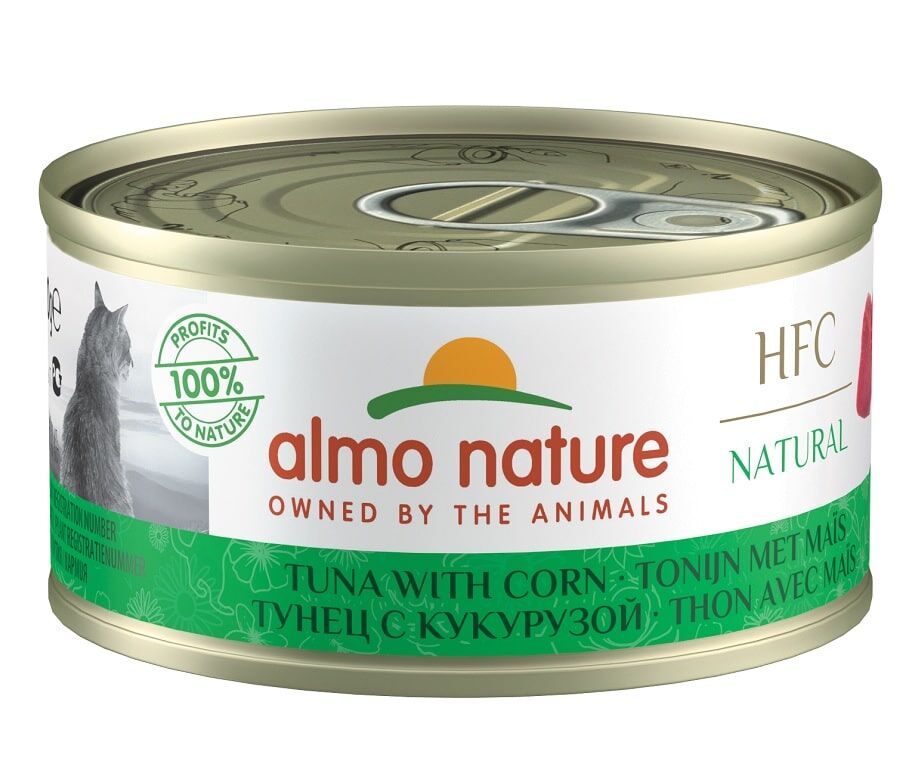 Almo Nature HFC Natural 吞拿魚+粟米 貓罐頭 70gx24