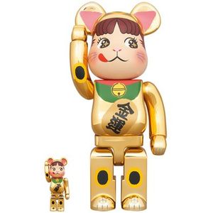 BE@RBRICK 招き猫 ペコちゃん 金運 金メッキ 100% & 400%