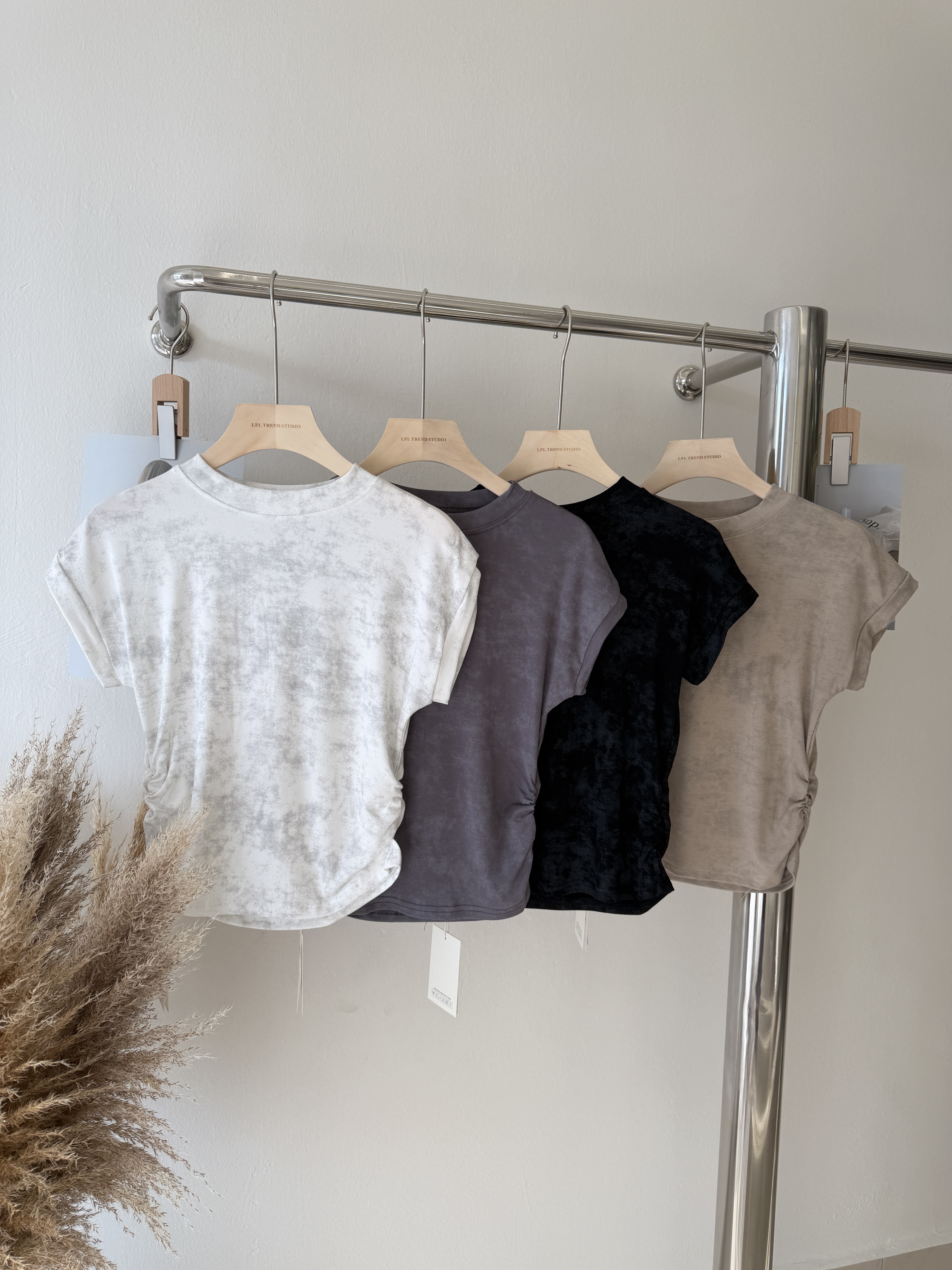 6548 爆款扎染风收腰短袖