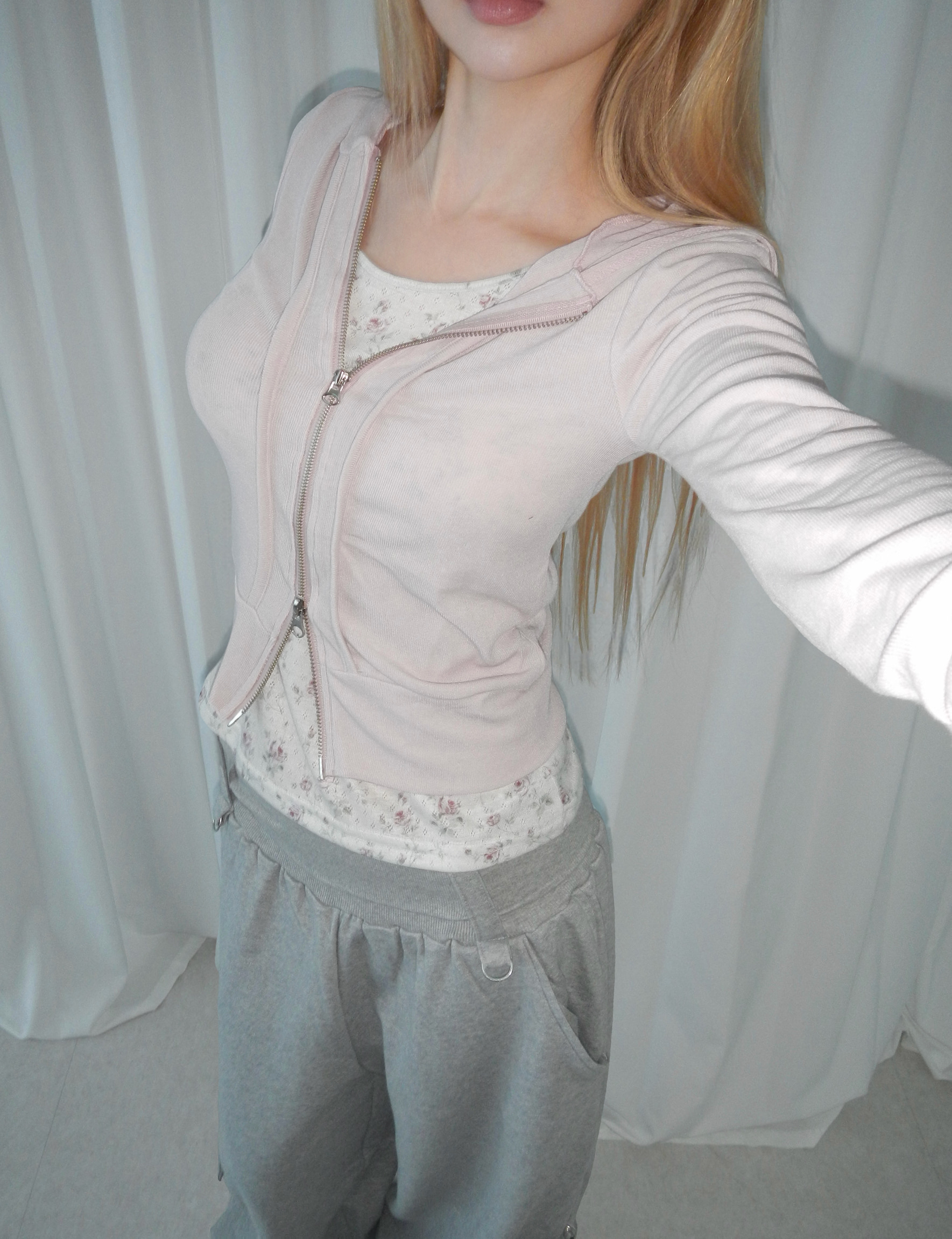 2-Way Zip Cropped Hoodie