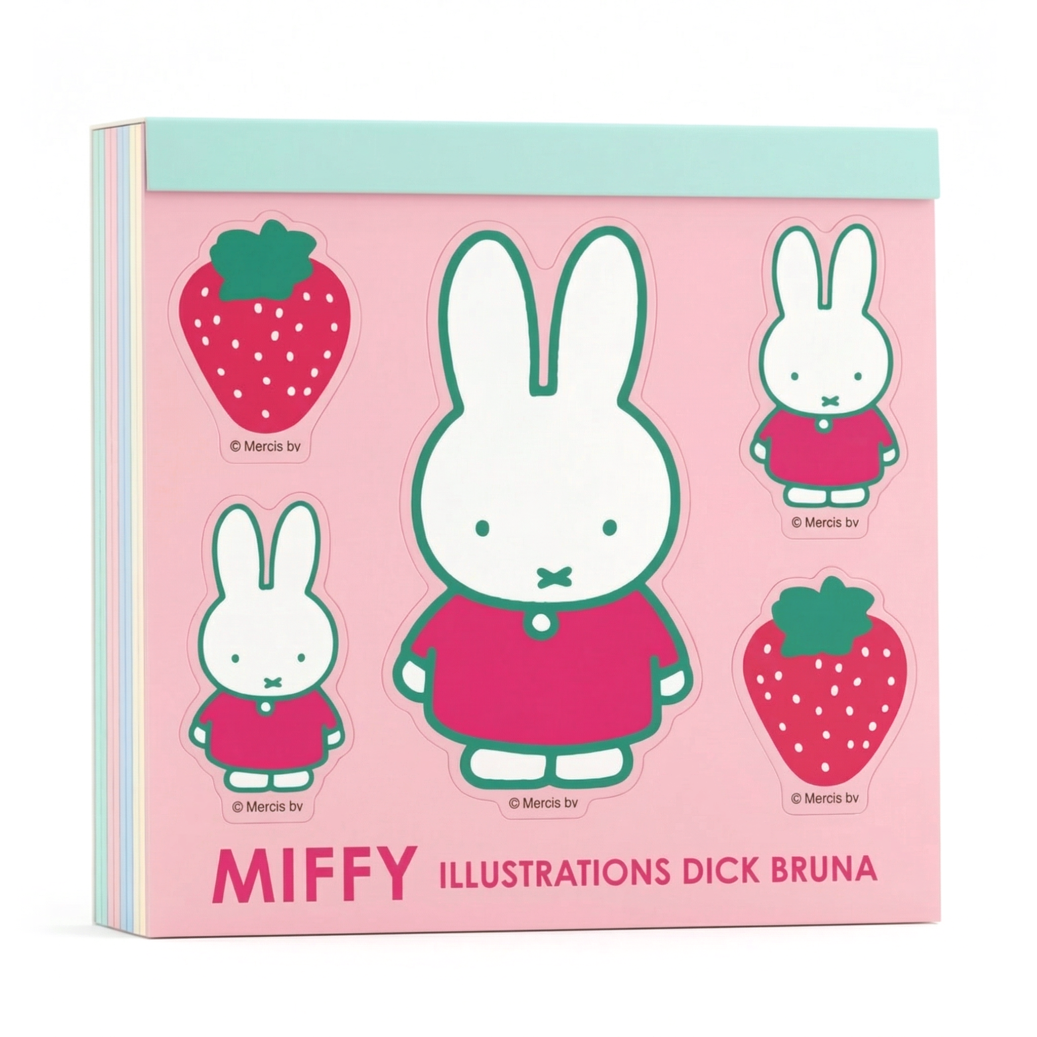 Miffy - 方形貼紙記事本 (粉紅色草莓款)
