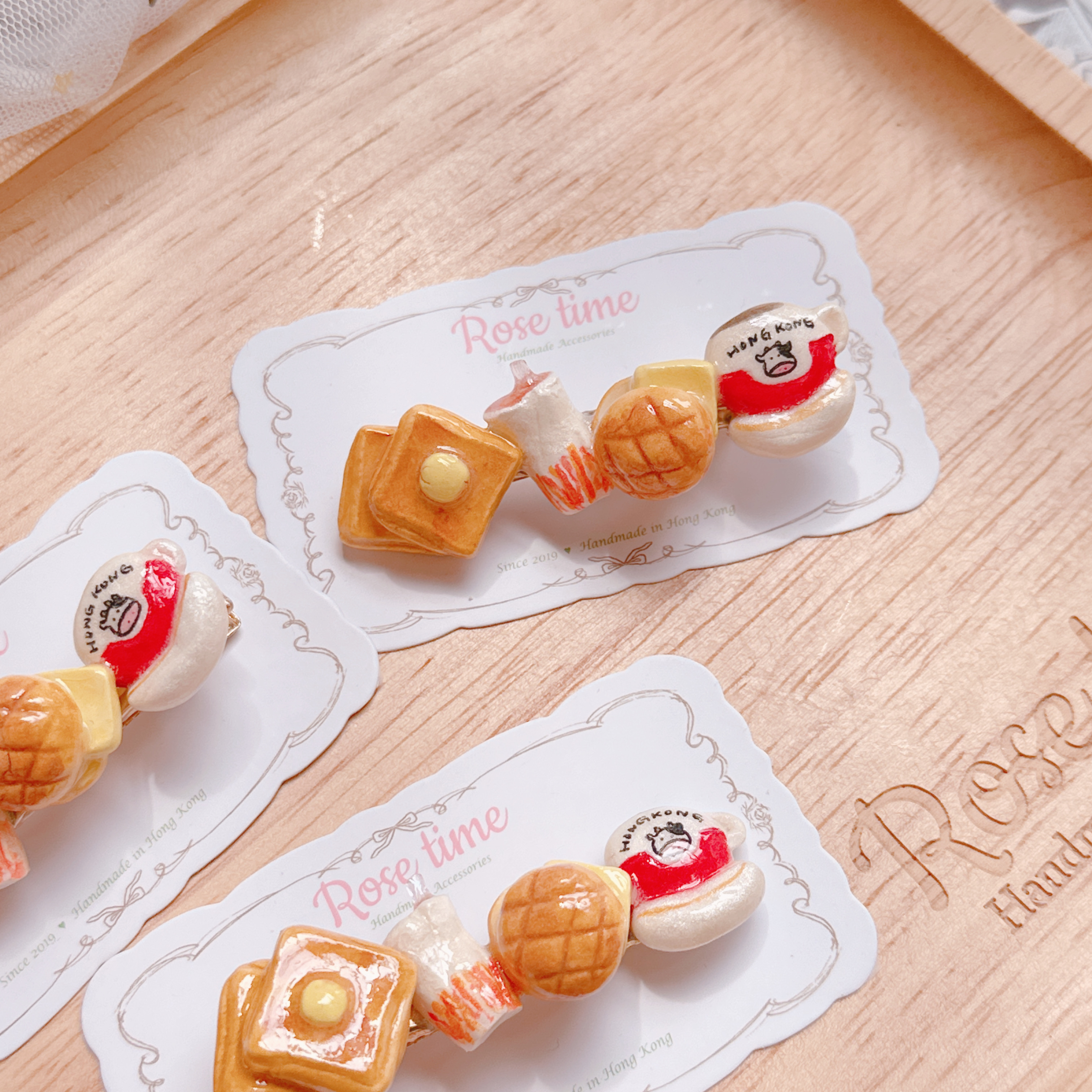 Rose time 3月13-15日 精選半價🩷 手繪港式茶餐廳小食髮夾🩷 七周年精選半價