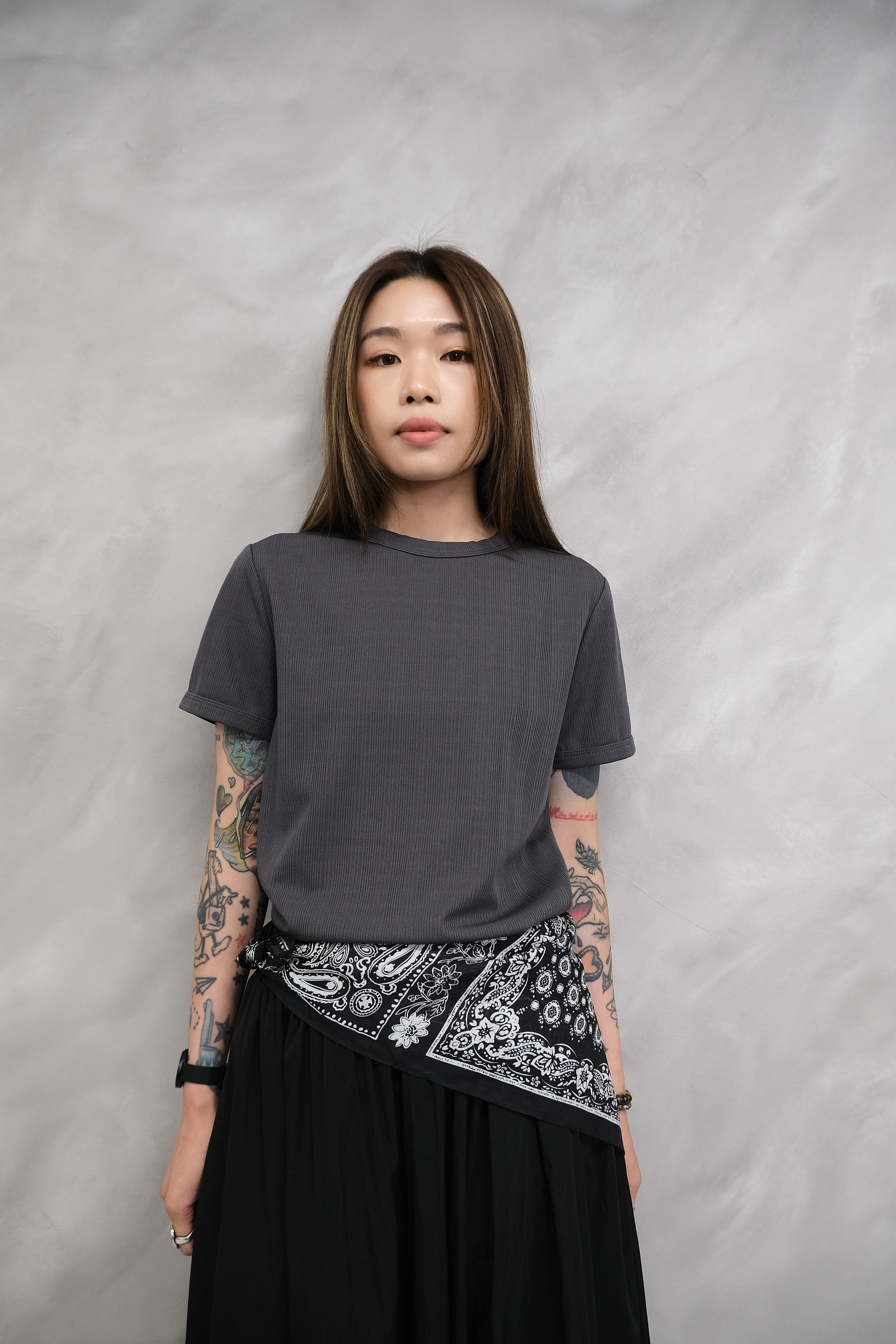 Hidden stripe basic tee #top152