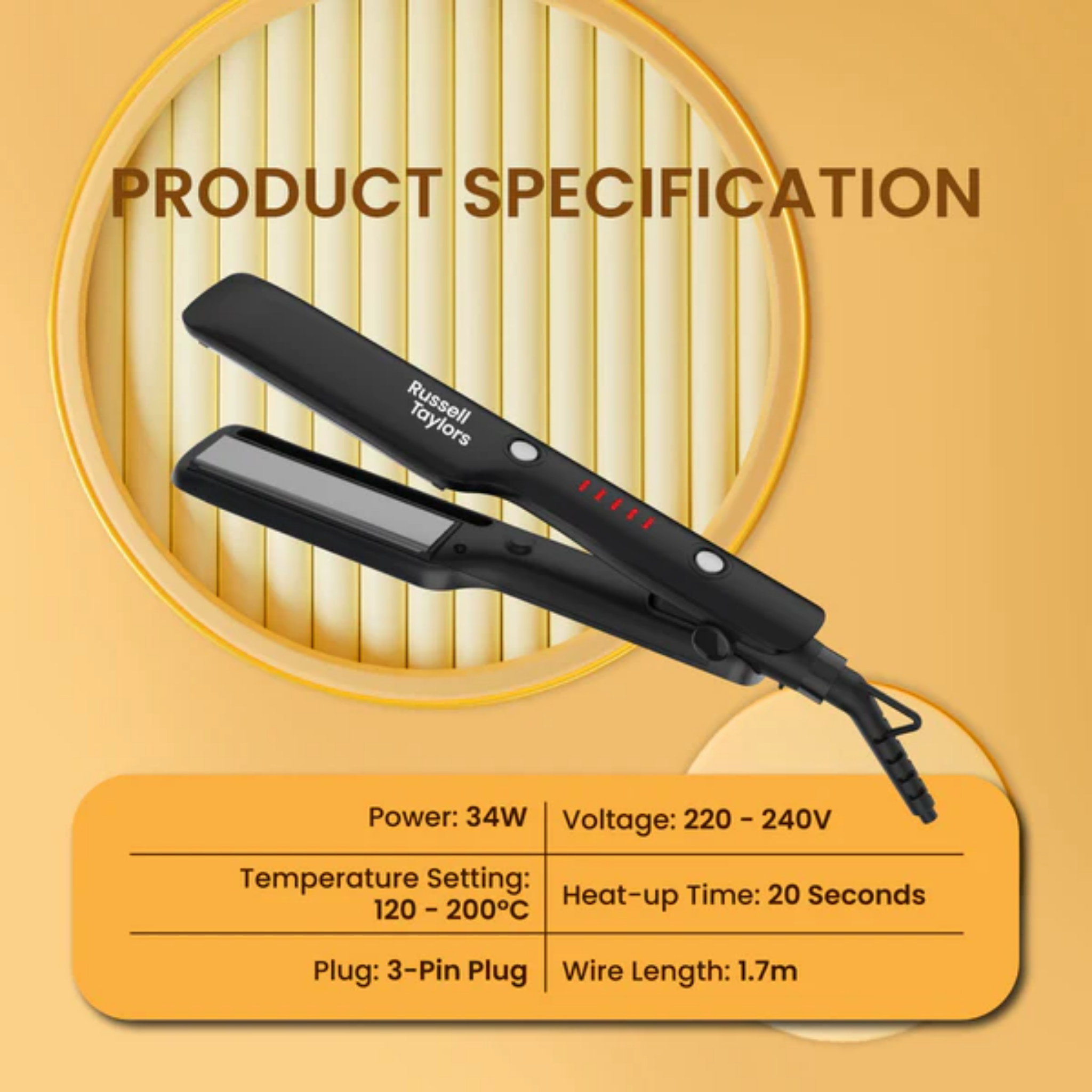 Russell Taylors Ceramic Hair Straightener (HS2)