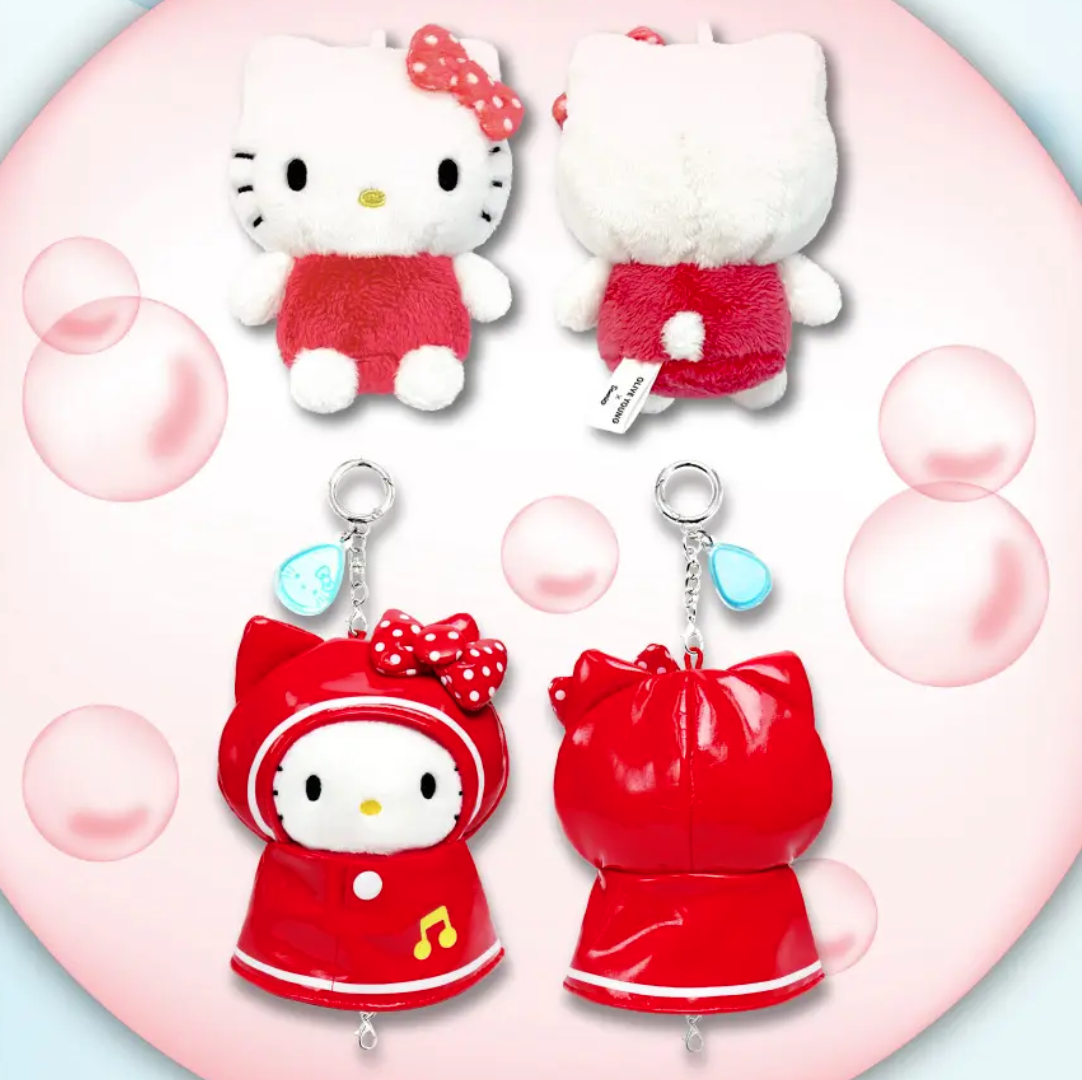 韓國Olive Young x Sanrio 角色 雨衣造型 公仔吊飾鎖匙扣 ｜Rainy Day Plush Keyring