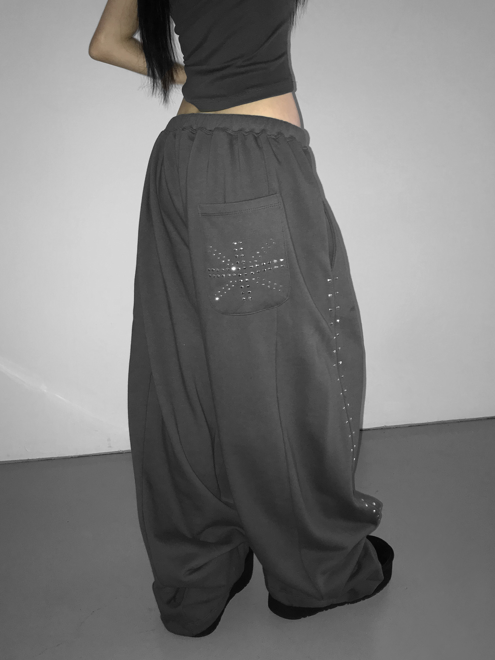 Studded Wide-Leg Sweatpants