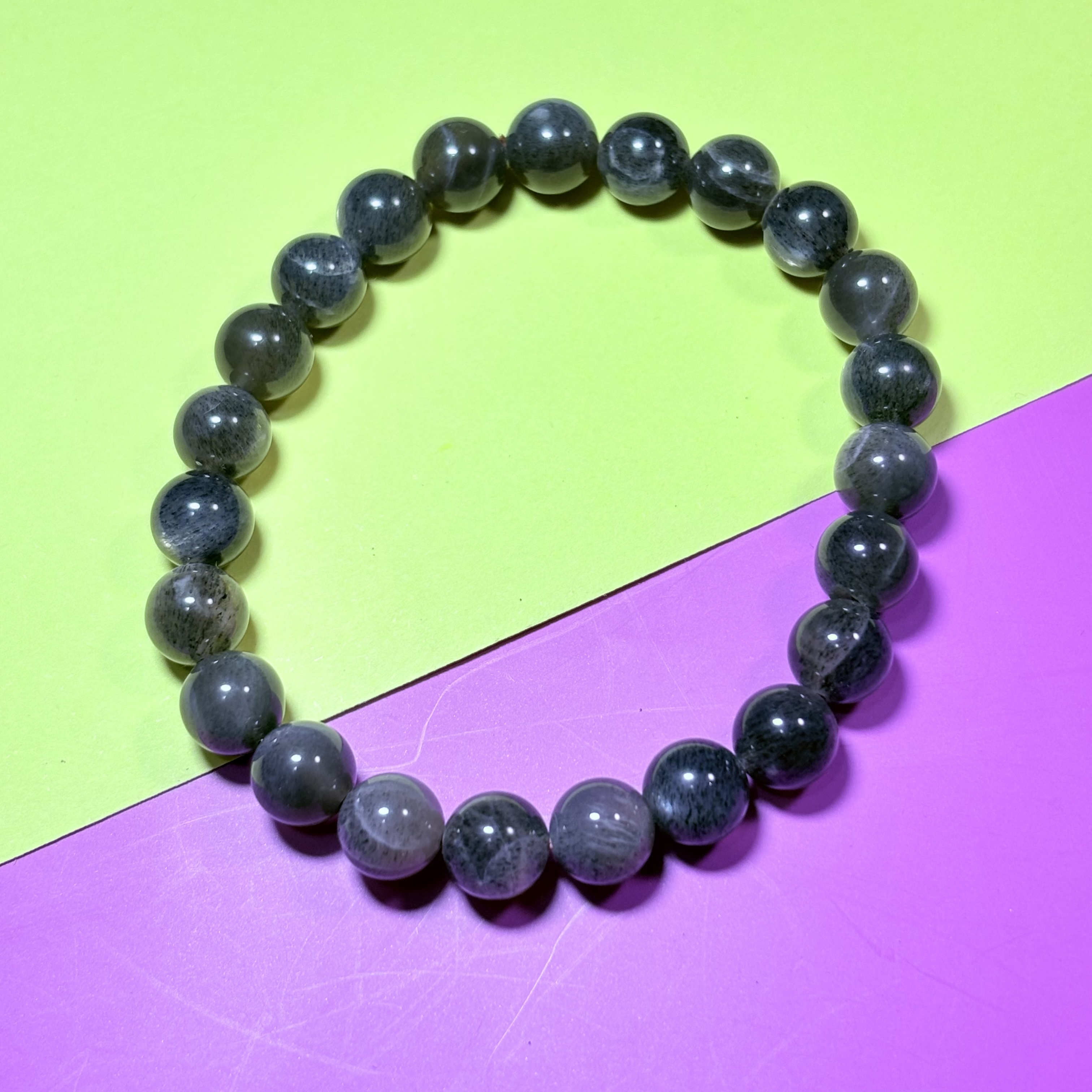 8mm太歲石黑幹體黑太陽石手串No.3025