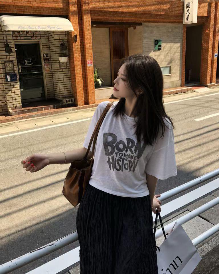 全棉短裝print tee