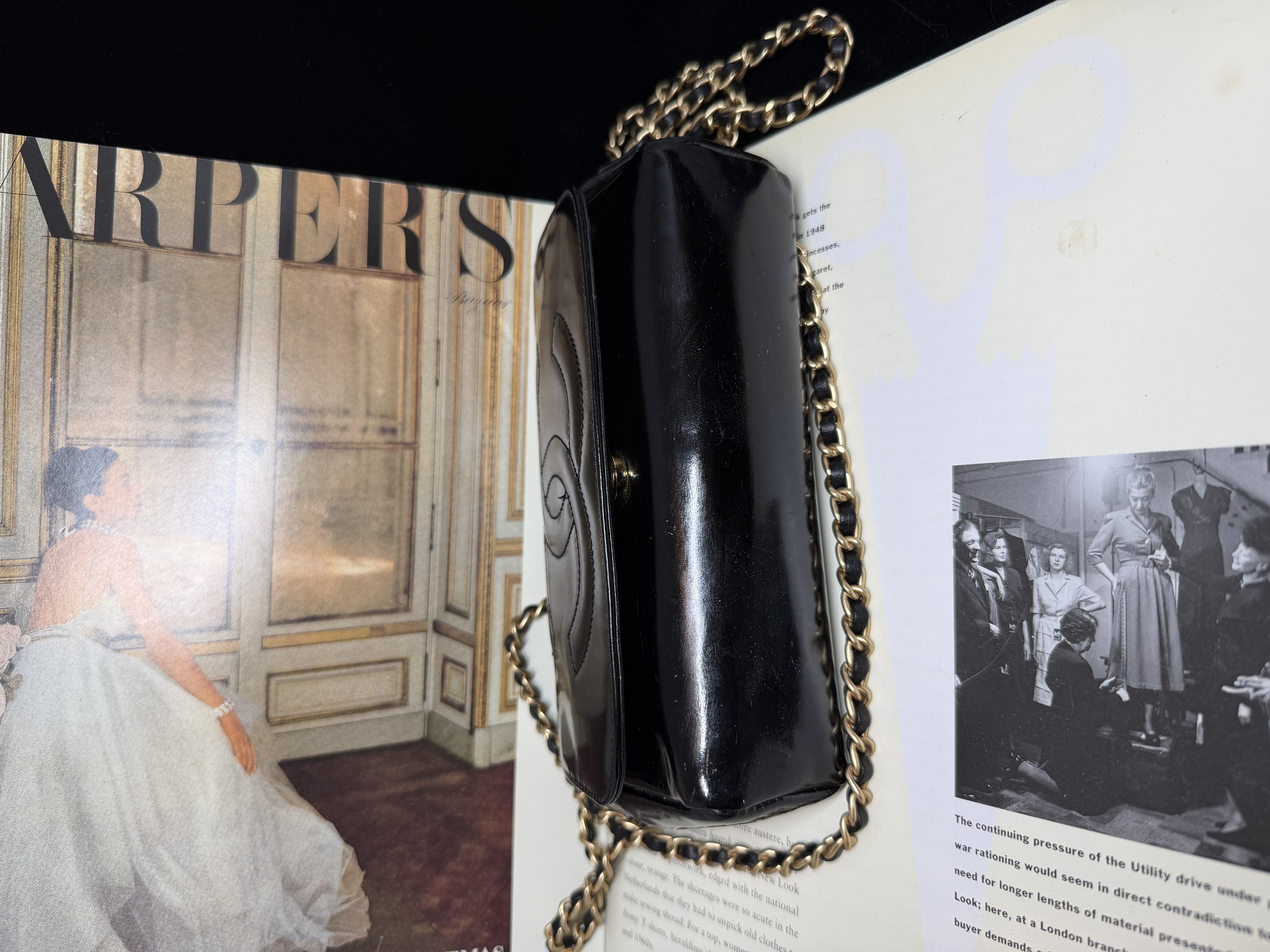 vintage chanel black patent leather vanity