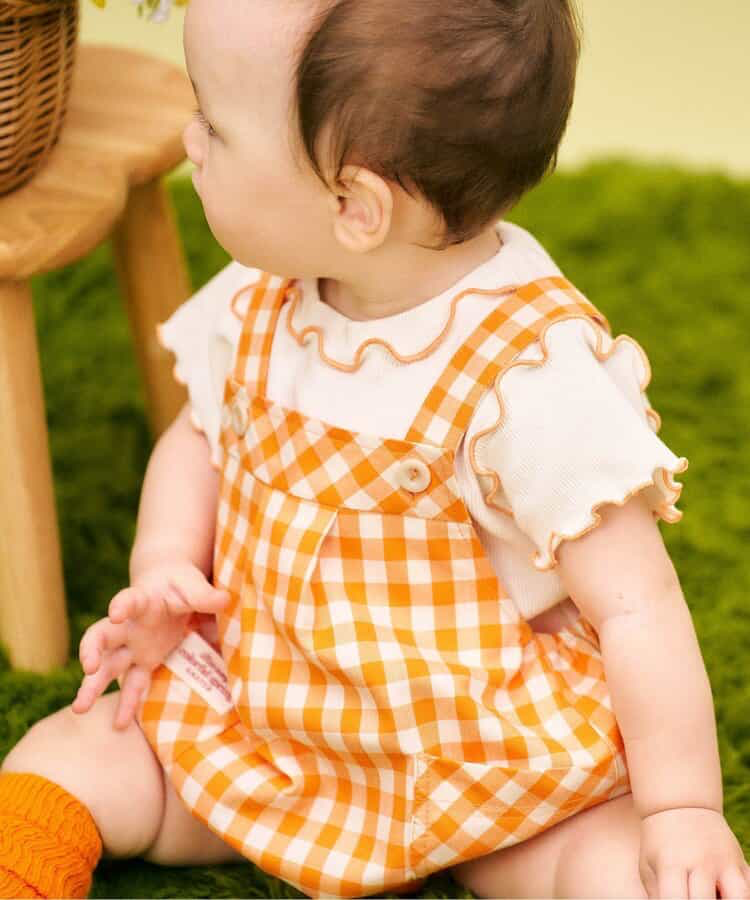 🇯🇵預訂 日本直送🇯🇵 Apres les cours 兩色立體兔耳格紋短袖上衣吊帶包屁褲套裝