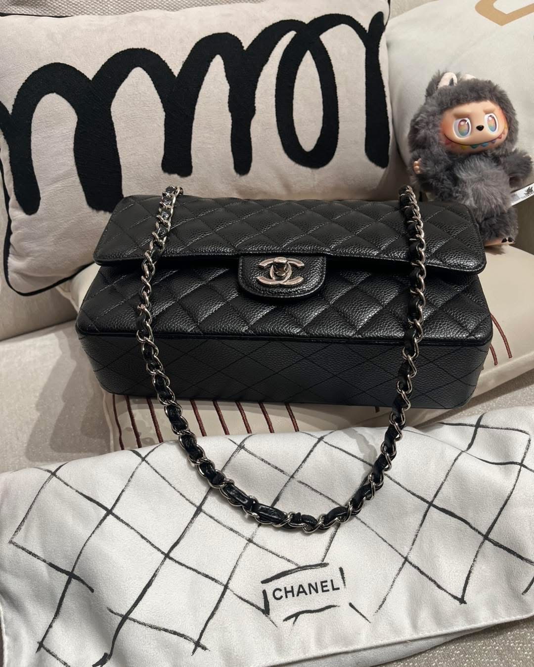 Chanel classic flap medium A01112,cf25 經典黑色魚子醬牛皮，100%Authentic ,98%new ✅26Card✅dust bag✅box 