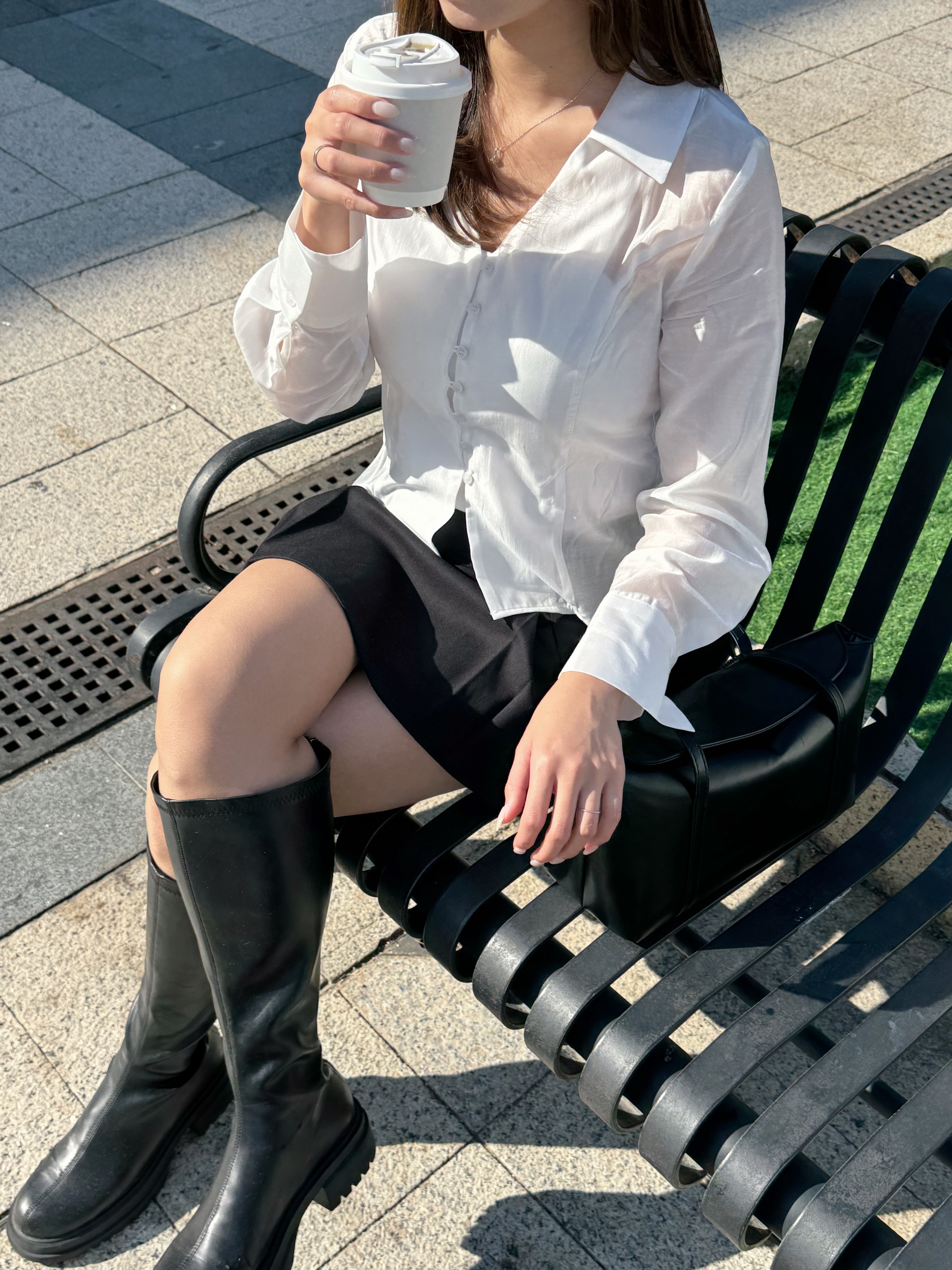 微光澤絲滑雪紡襯衫