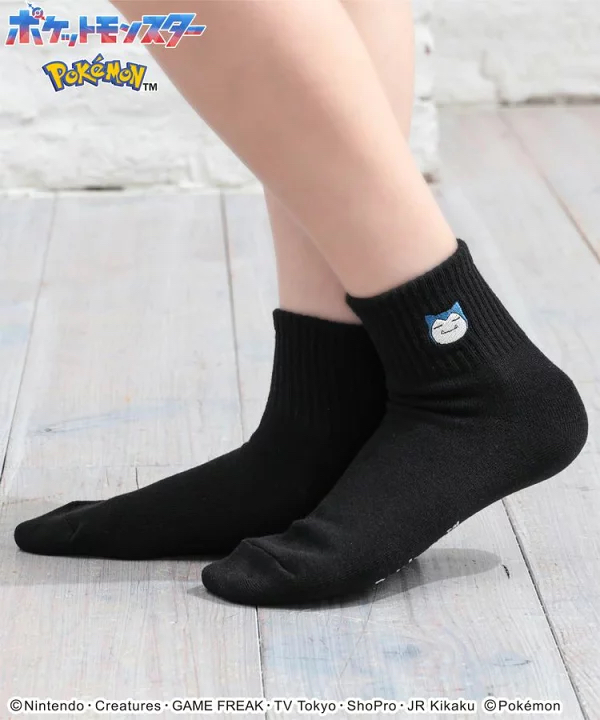 日本現貨📍Pokemon卡比獸大頭刺繡圖案短襪 (黑色款)