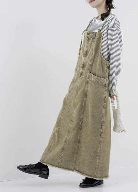 修長牛仔連身裙 - 2026 流行穿搭  牛仔連身裙 時尚穿搭 四季皆宜 成人休閒 日常穿搭 易於配搭 日本直送   #JP-I-260020