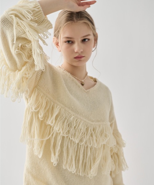 雙層流蘇針織冷衫