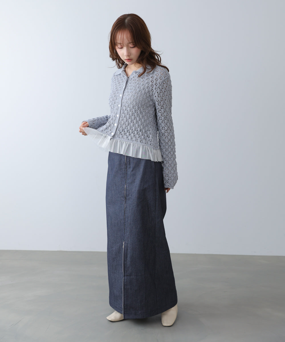 <JP> 編織鏤空薄紗cardigan * 2色入 <預購>