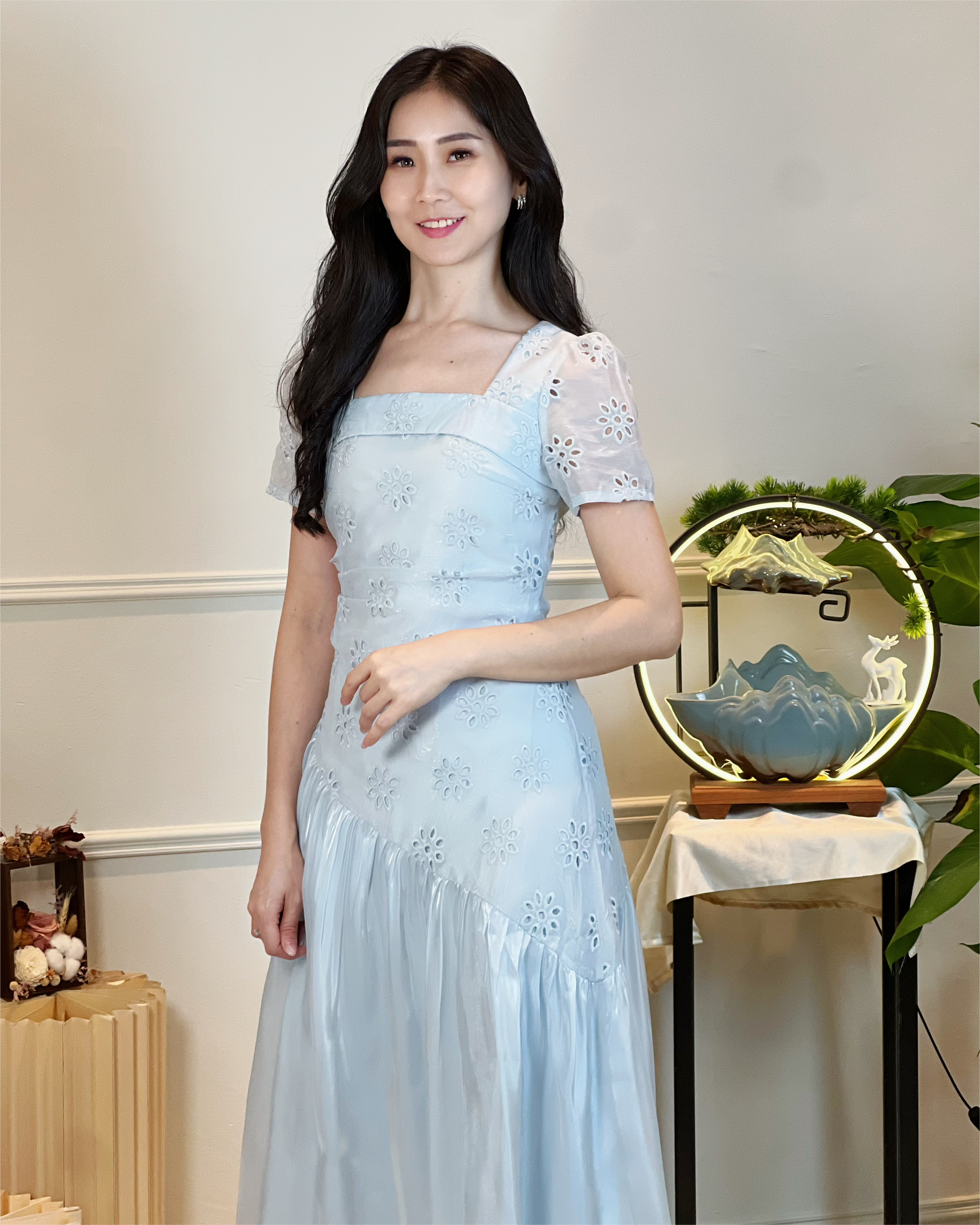 5098  Ingrid Luxe Embroidered Midi Dress