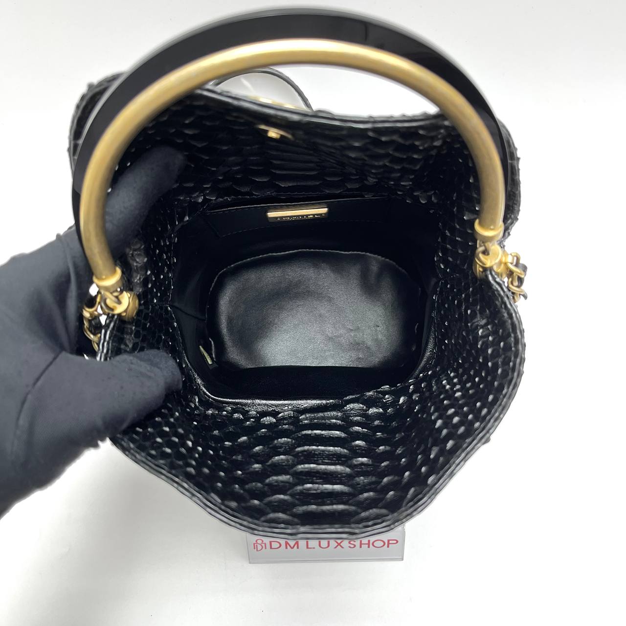 Chanel Python Leather Top Handle Bucket Bag GHW (Serial 29, Y: 2019)