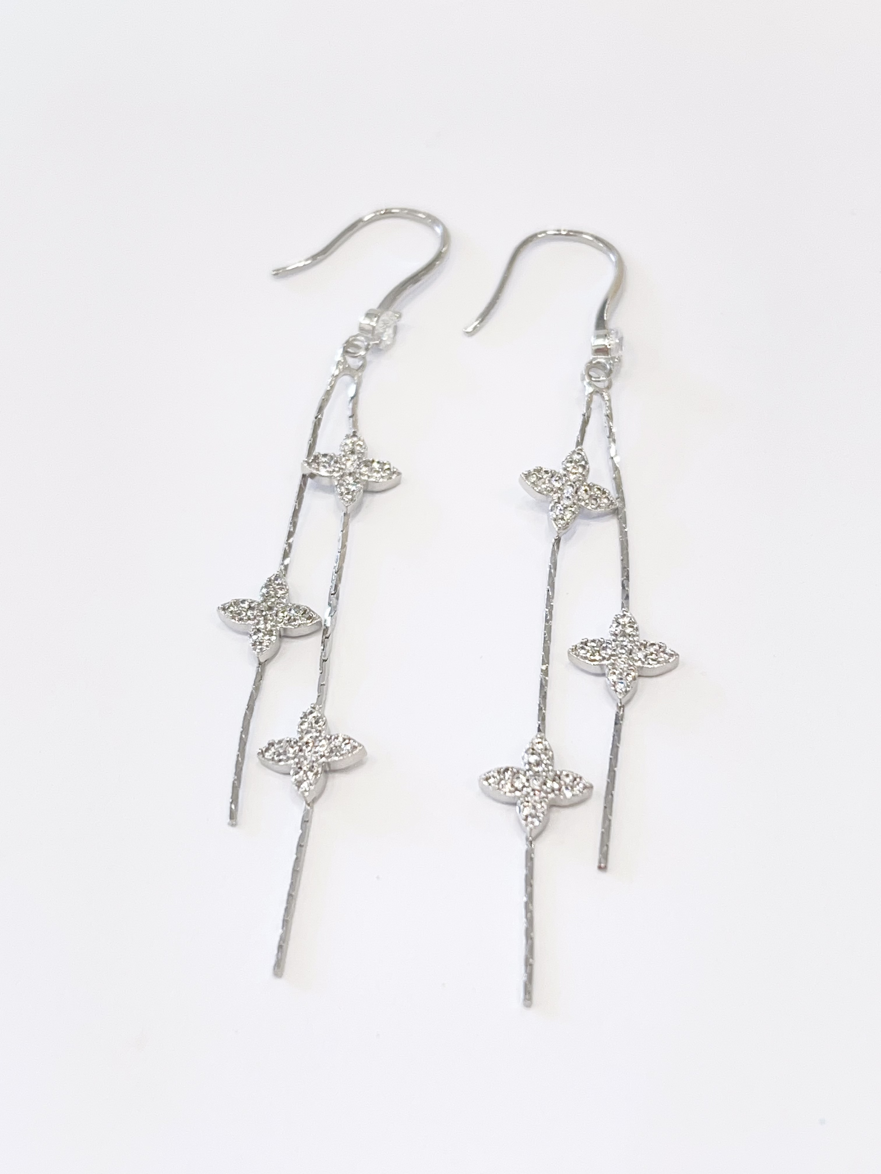 富家千金锆石花朵流苏耳环