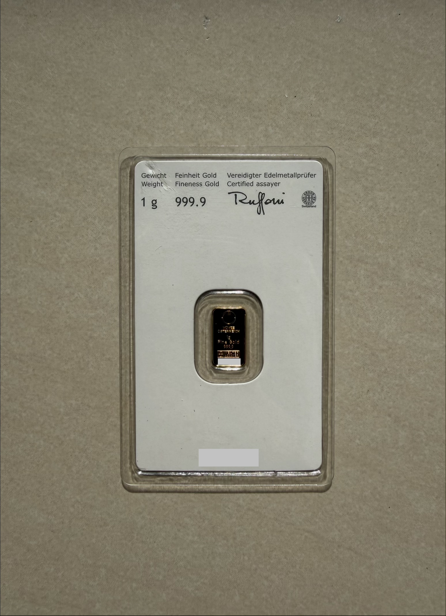 (SN312592) AUSTRIAN MINT Kinebar 1g 🇦🇹 MUNZE Gold Emas 999.9 镭射金