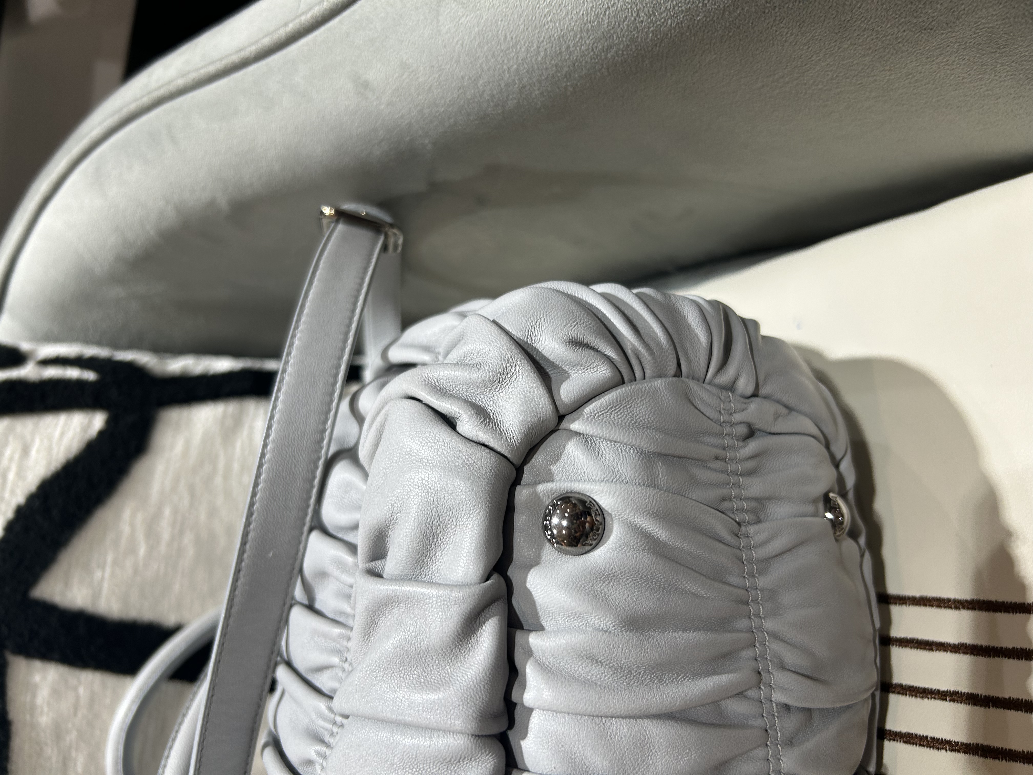 Prada Calfskin 2Way Bag Grey 100%Authentic, 99%New ✅ Certificate✅Dust bag