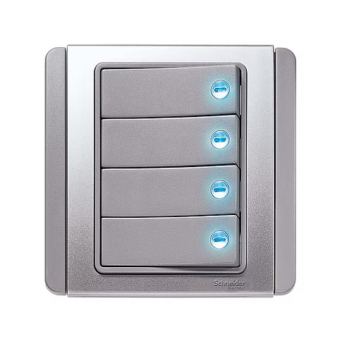 施耐德 NEO 銀灰 4位雙控 帶指示燈 開關掣