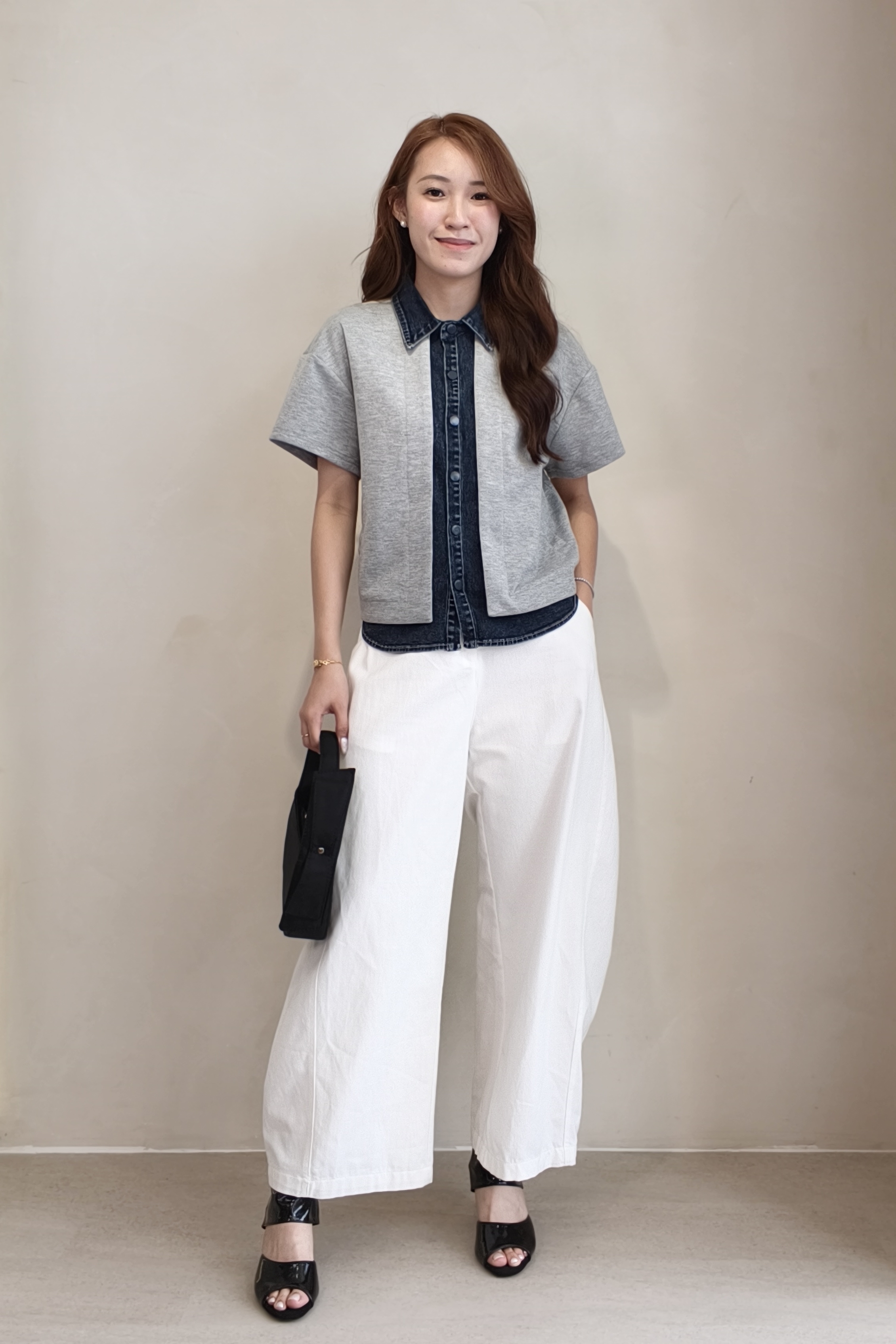32211 Denim Contrast Comfort Polo Top