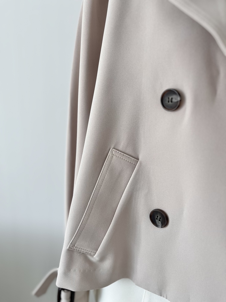 Trench-Style Short Coat (Beige)