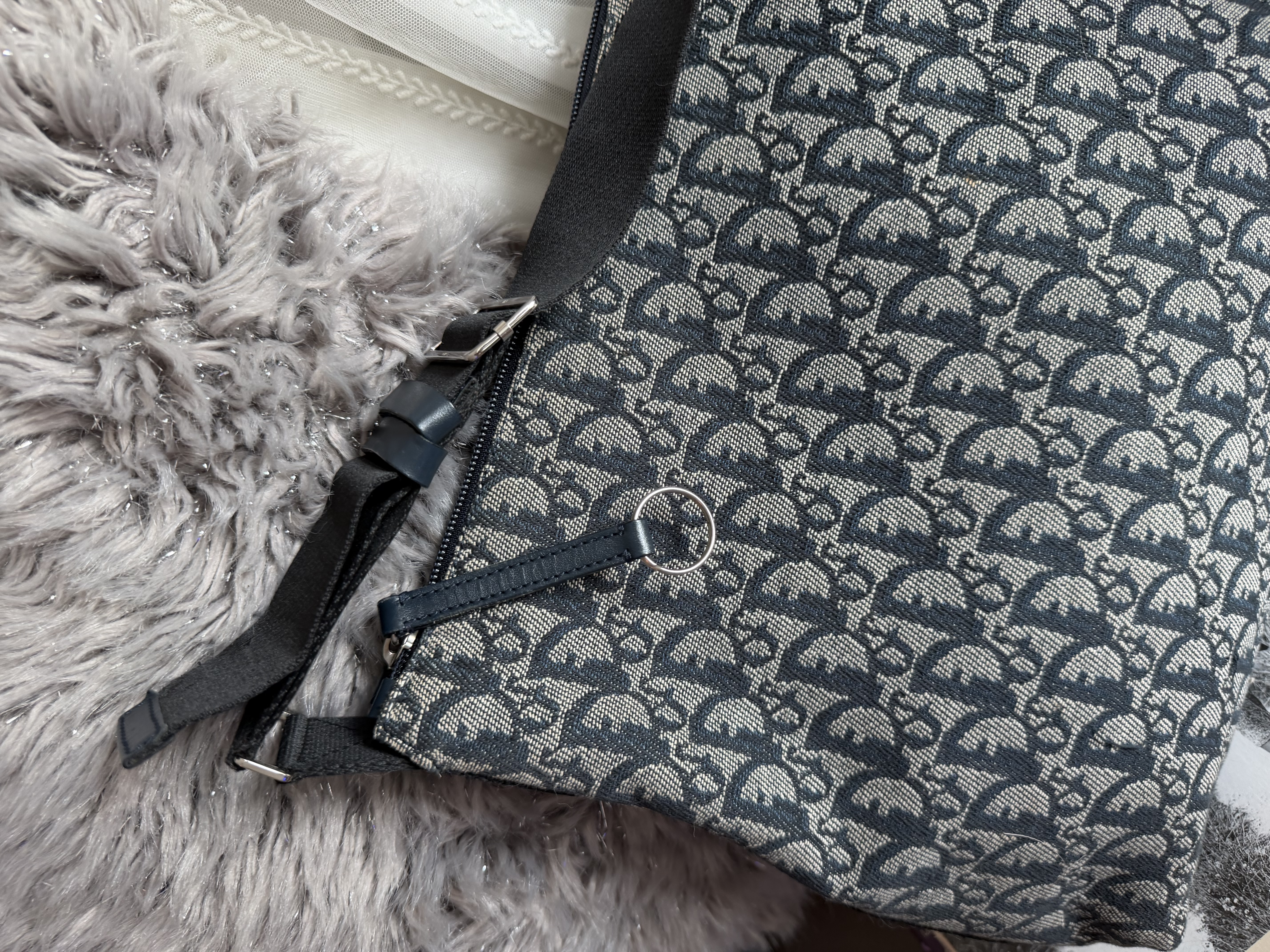 vintage dior navy monogram messenger bag