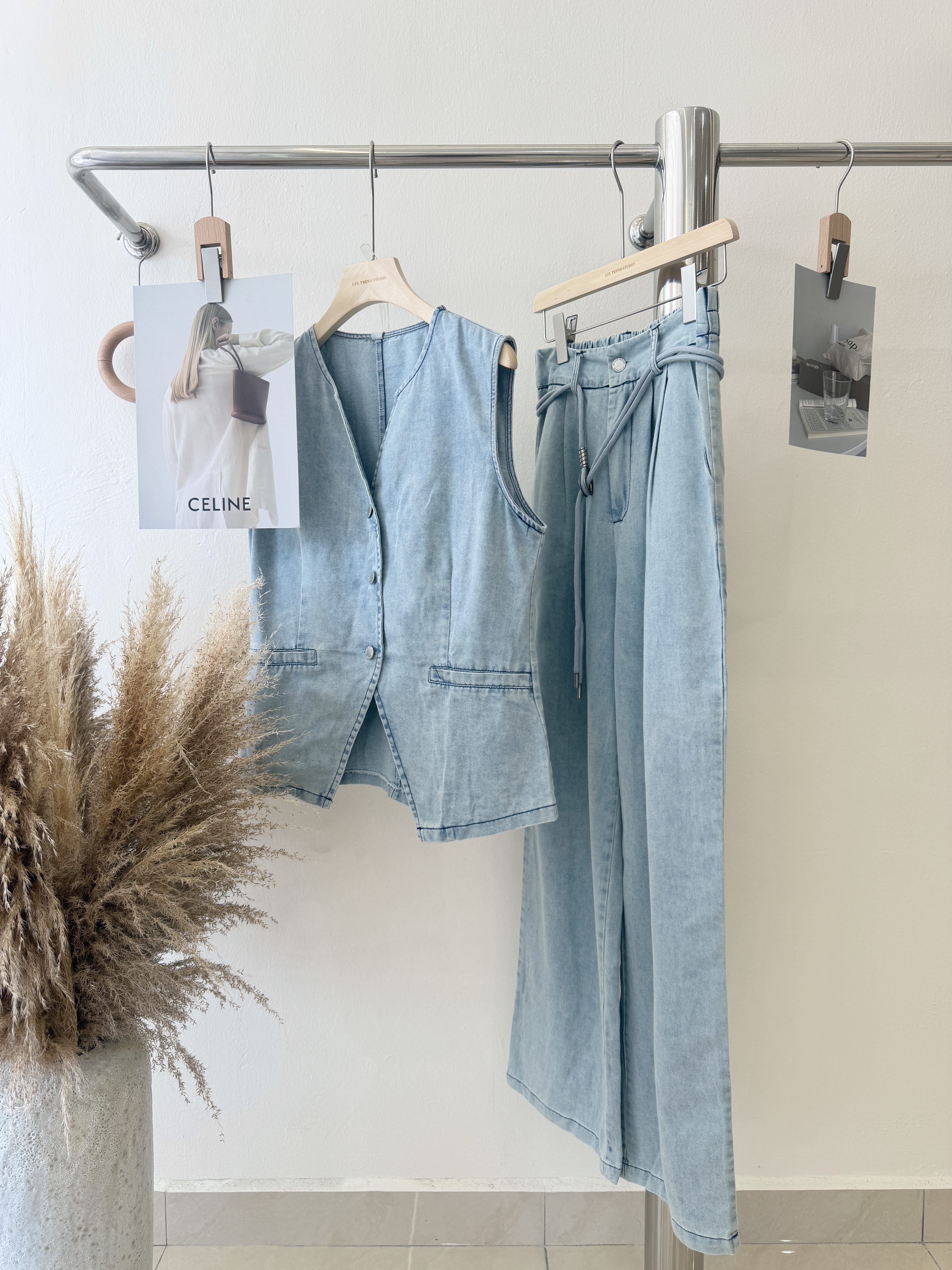 6519 时尚高级感牛仔两件套