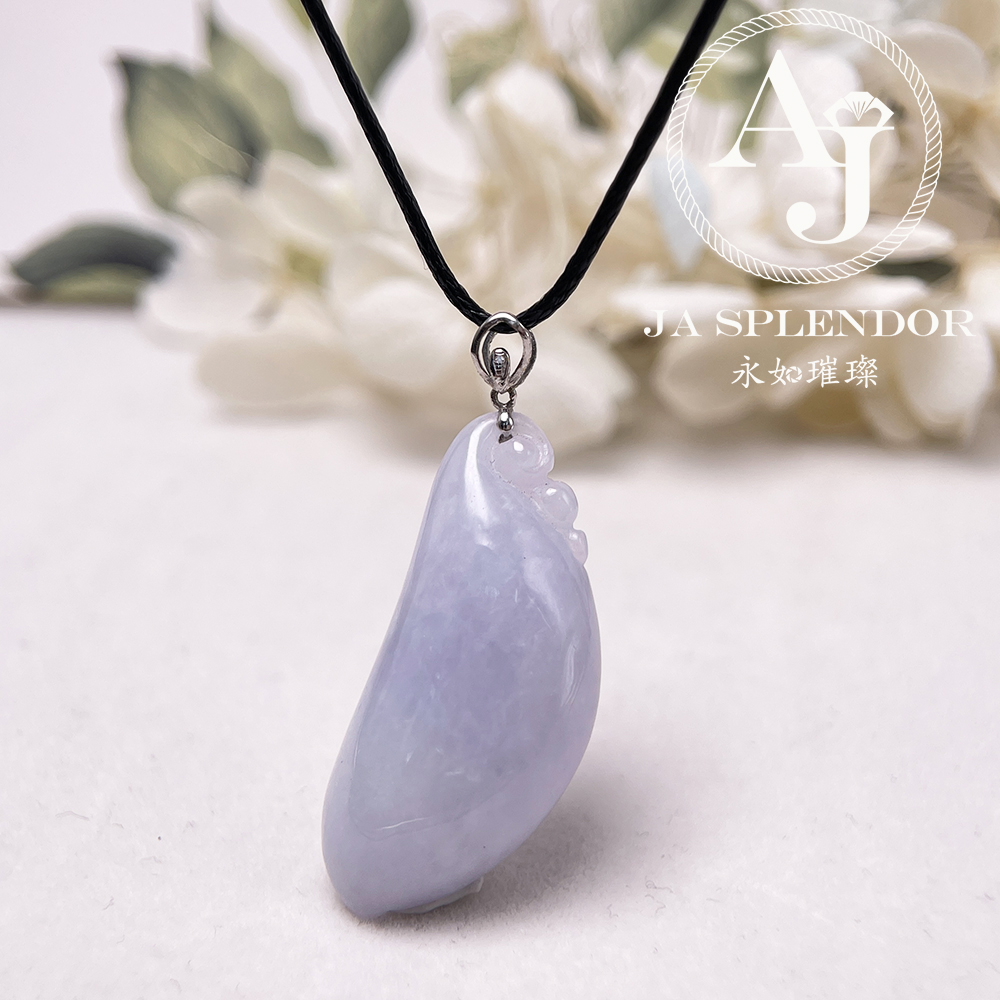 JNK-95 天然翡翠A玉 紫氣東來萬壽股果18K金吊墜