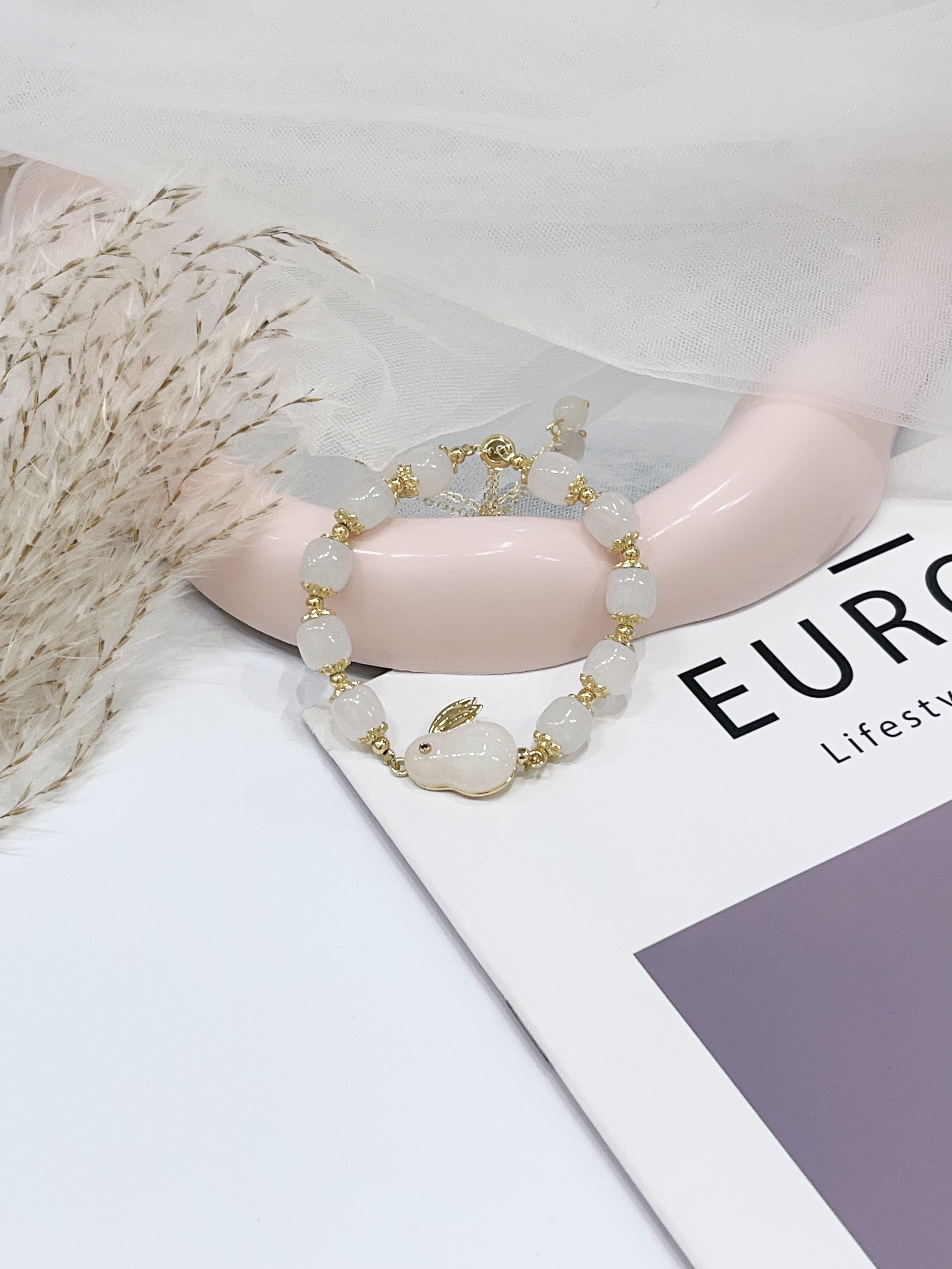 🤍🐰 和田玉 × 和田玉小白兔手串 Hetian Jade & Hetian Jade Bunny Charm | 8mm