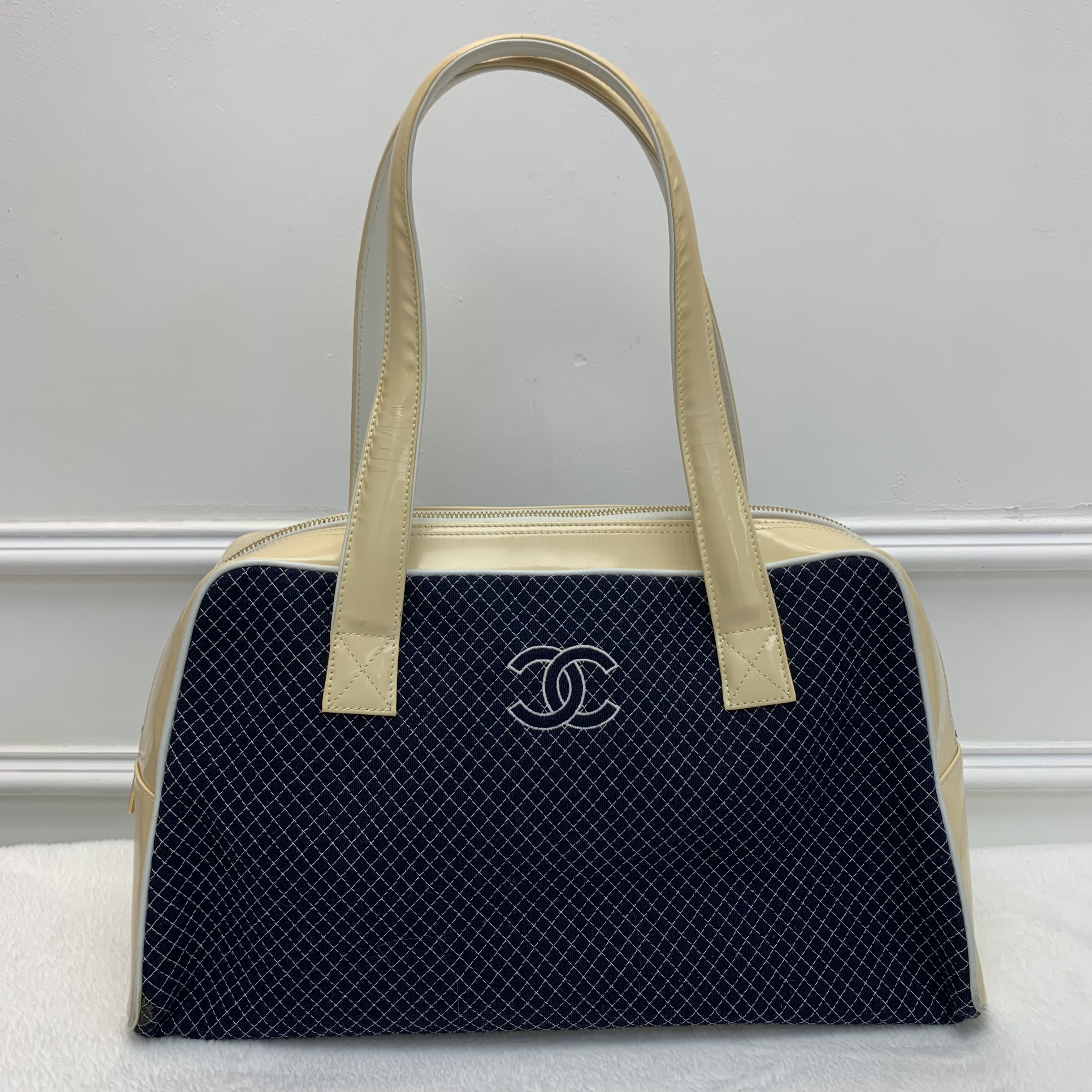 中古包💙Chanel漆皮拼布保齡球