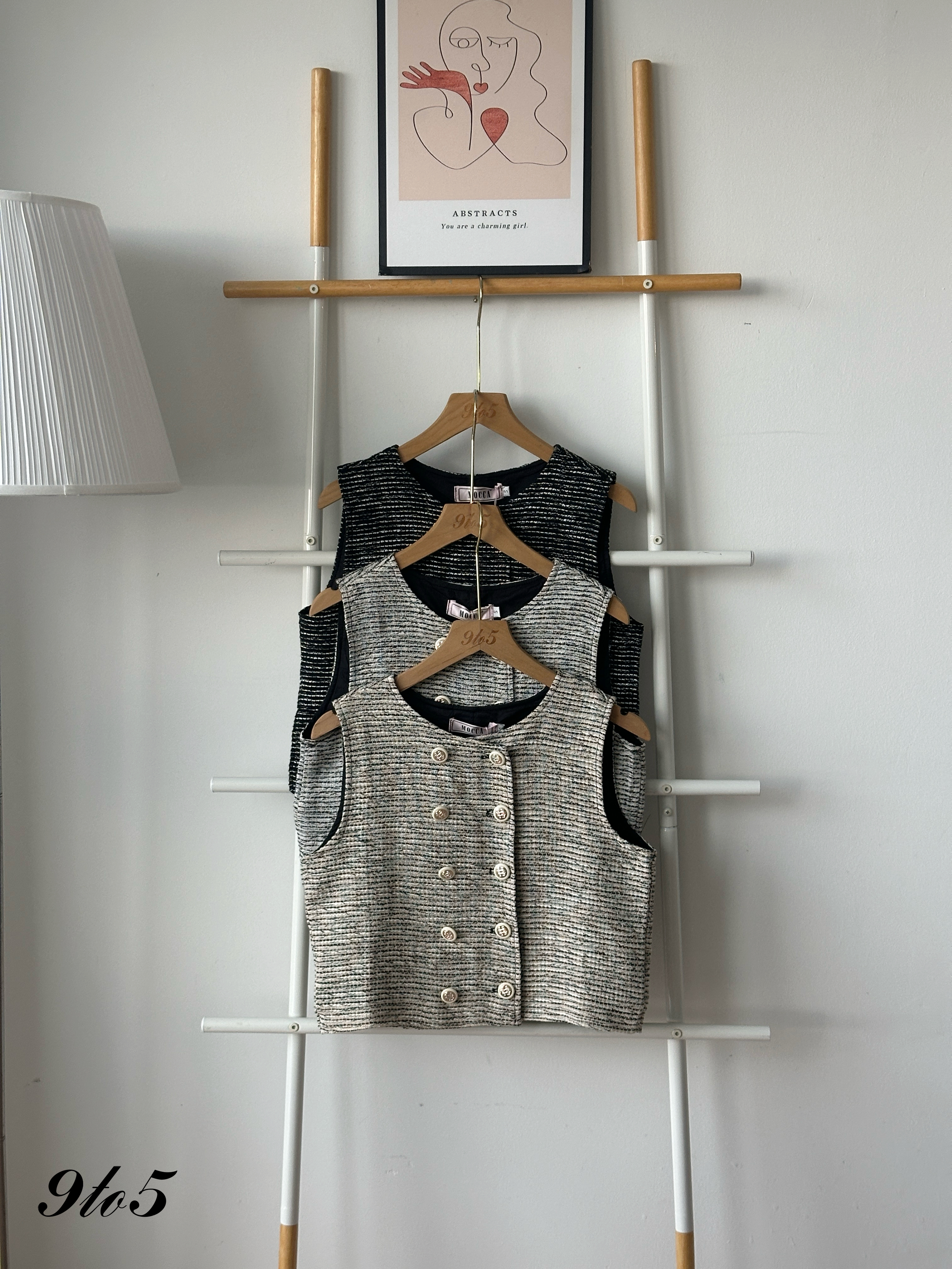T4267 Sleeveless Tweed Top - 3 Colors 