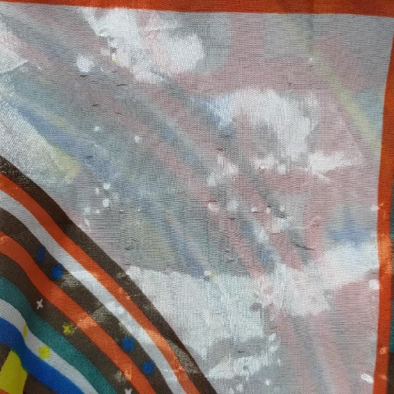 Vintage c.a. 1970s Geometric x Hippies Motif Large Neck Scarf/ Head Scarf from Germany - 85 x 198cm (MT934)