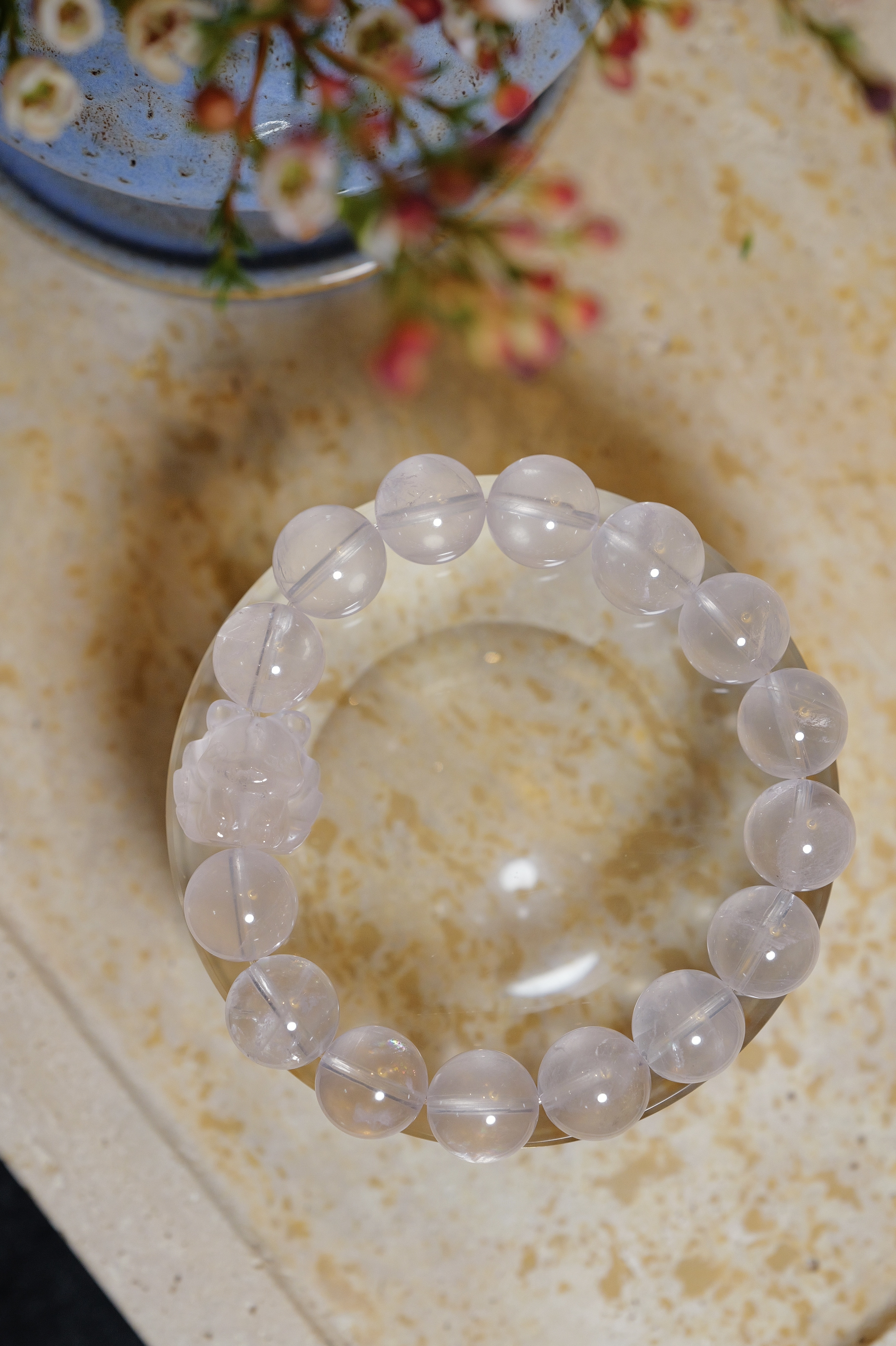 ༒手圍18cm ‘12mm小狐粉水晶手串༒  LA.2072H25G5T-RB20*A9F