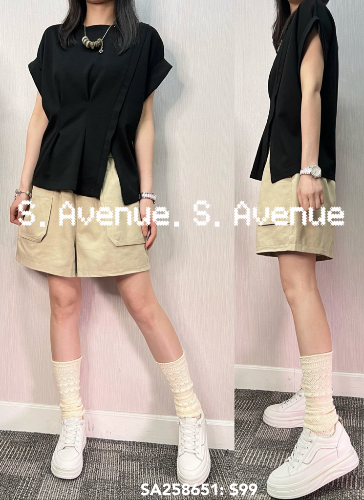 SA268651: 短袖淨色有撍前開叉tee