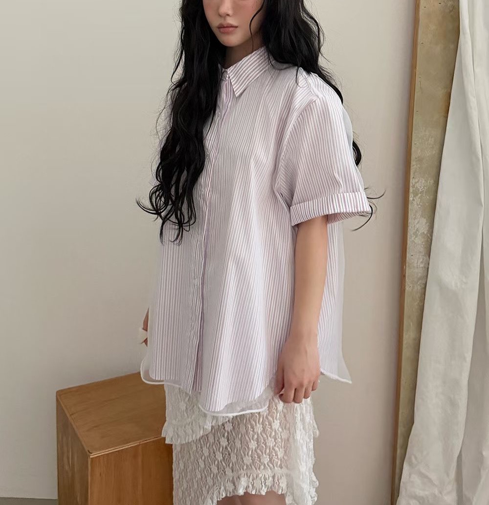 條子拼紗Top