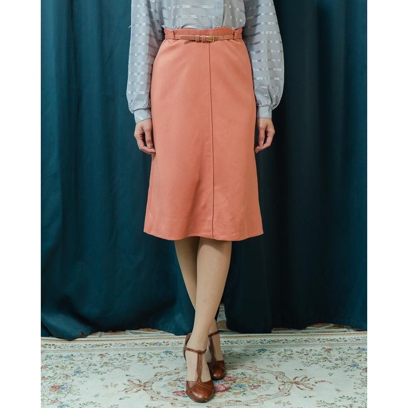 C.a. 1980s Koret of California Peach Pink Skirt with Original Belt - Waist up to 29"(MT1507)