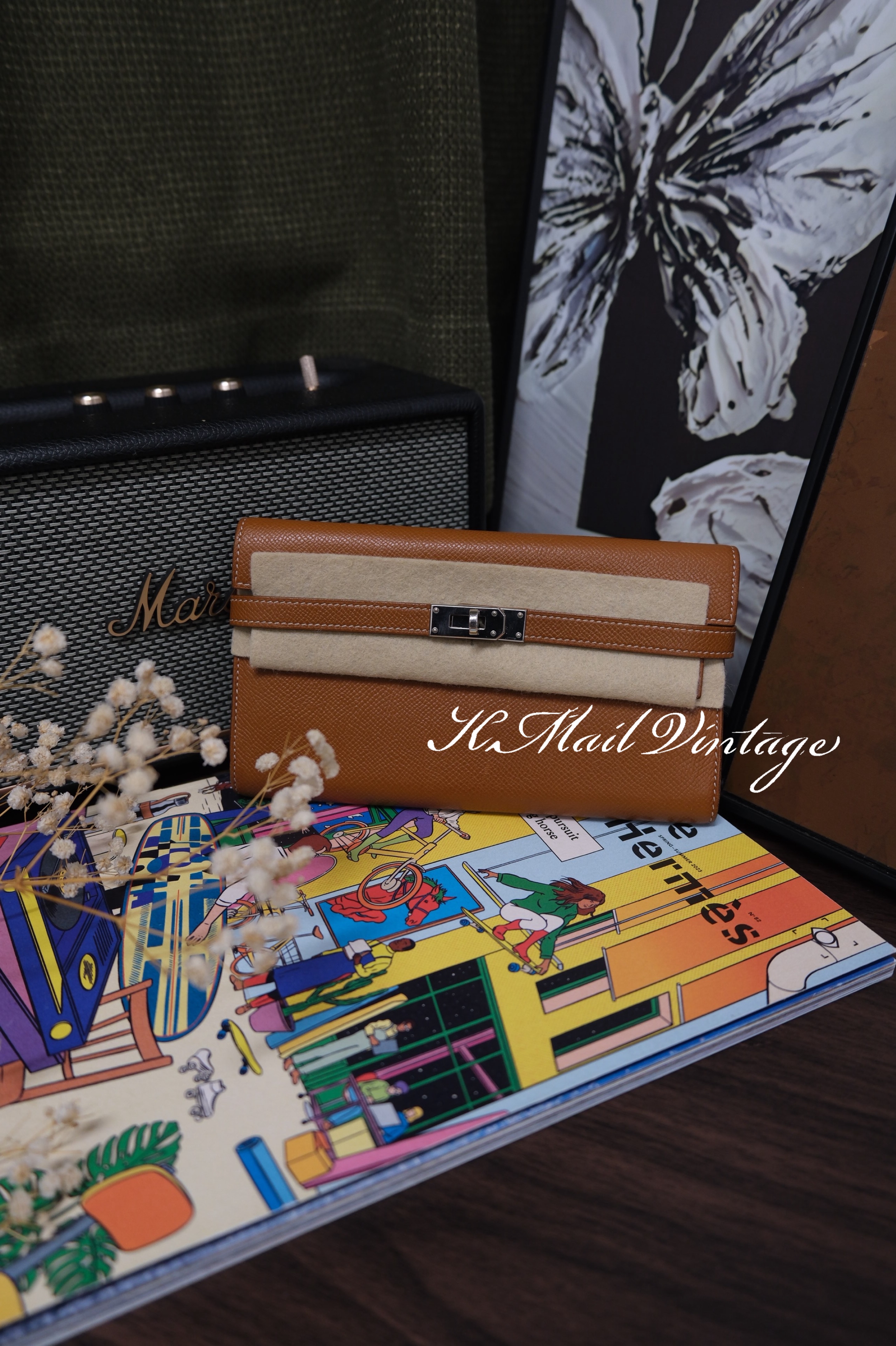 Hermes Kelly Wallet Veau Taurillon Clemence Long Wallet Gold Silver