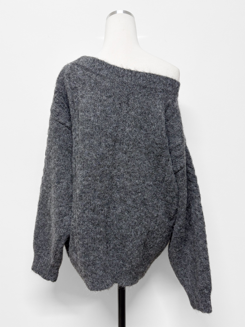 Cable Knit Off-Shoulder Sweater