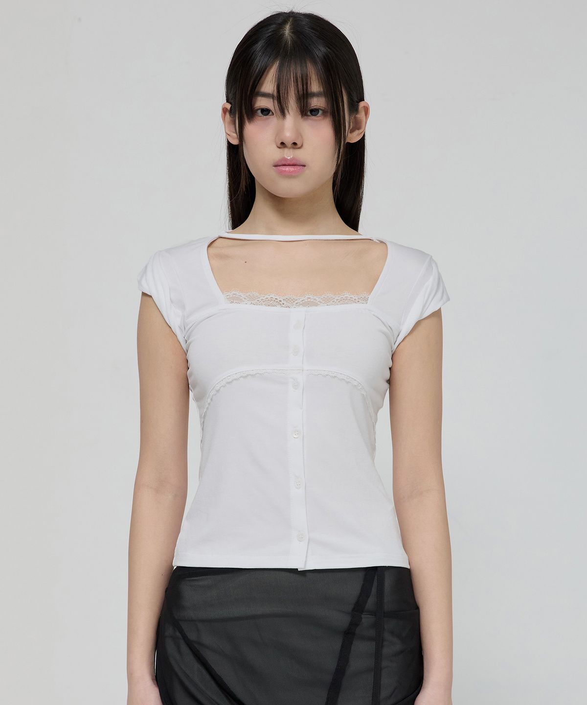 🇰🇷訂購｜FLARE UP 26SS｜Lace Sleeve Top 3色 