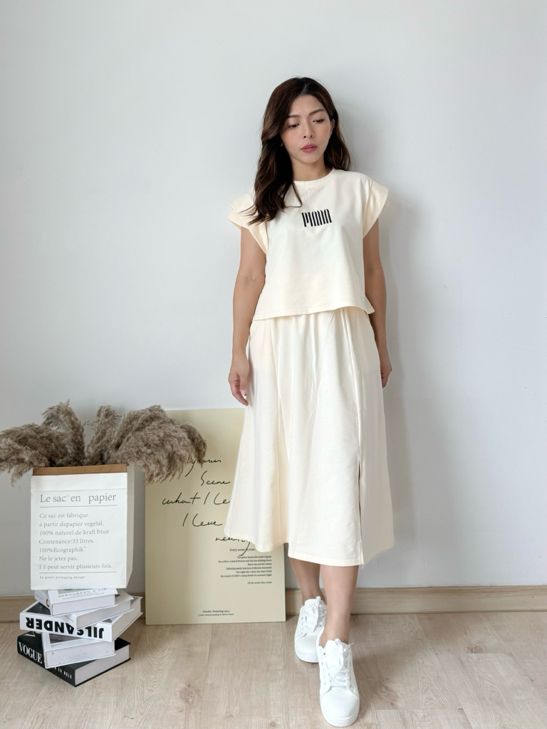 Mabel Embroidered Skirt Set 韩系休闲A字半长裙套装