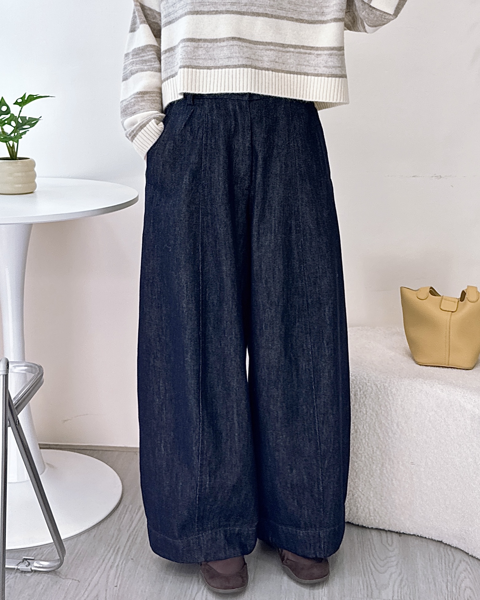 日式寬鬆街頭風牛仔闊褲