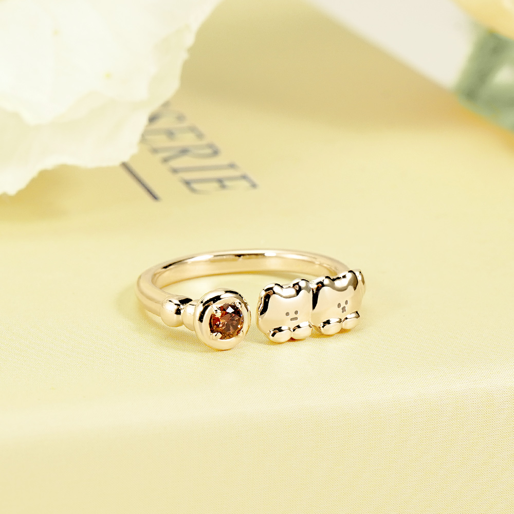 📦訂購 台灣限定 STORY 故事銀飾 布朗尼經典系列 麵包熊&巧克熊晶鑽純銀戒指