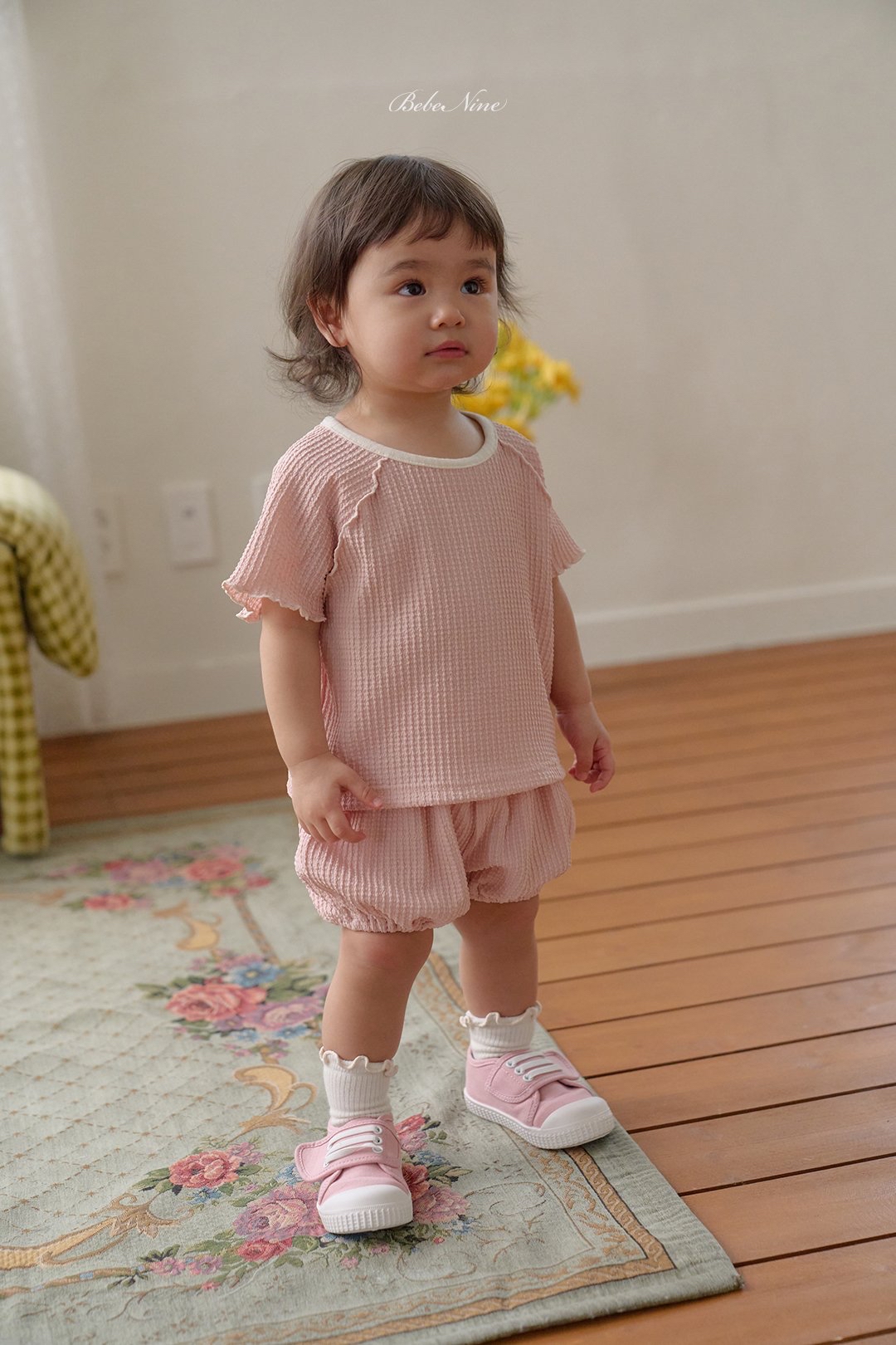 ☀️預訂 韓國直送☀️🇰🇷Bebenine三色休閑風皺褶短袖上衣短褲套裝